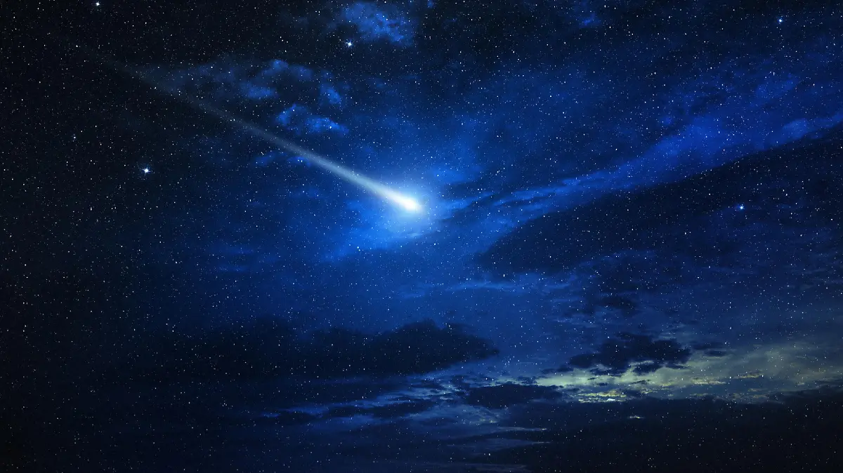 comet star shining in a blue sky