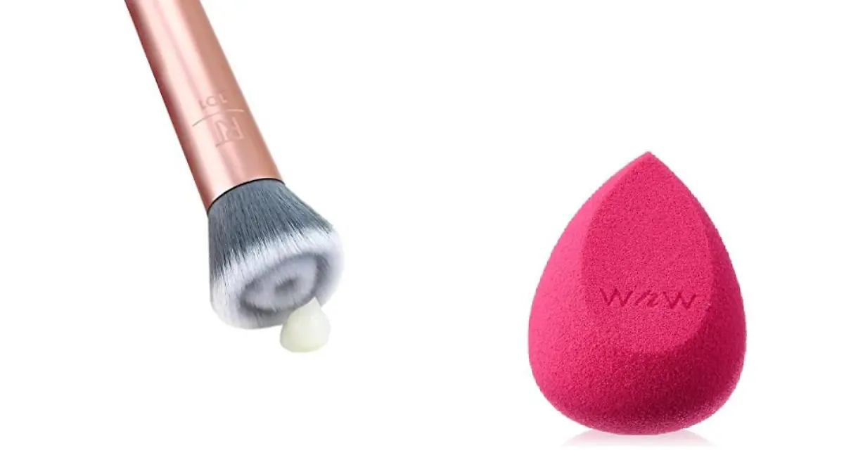 Make-Up-Pinsel und Schwamm-Ei.