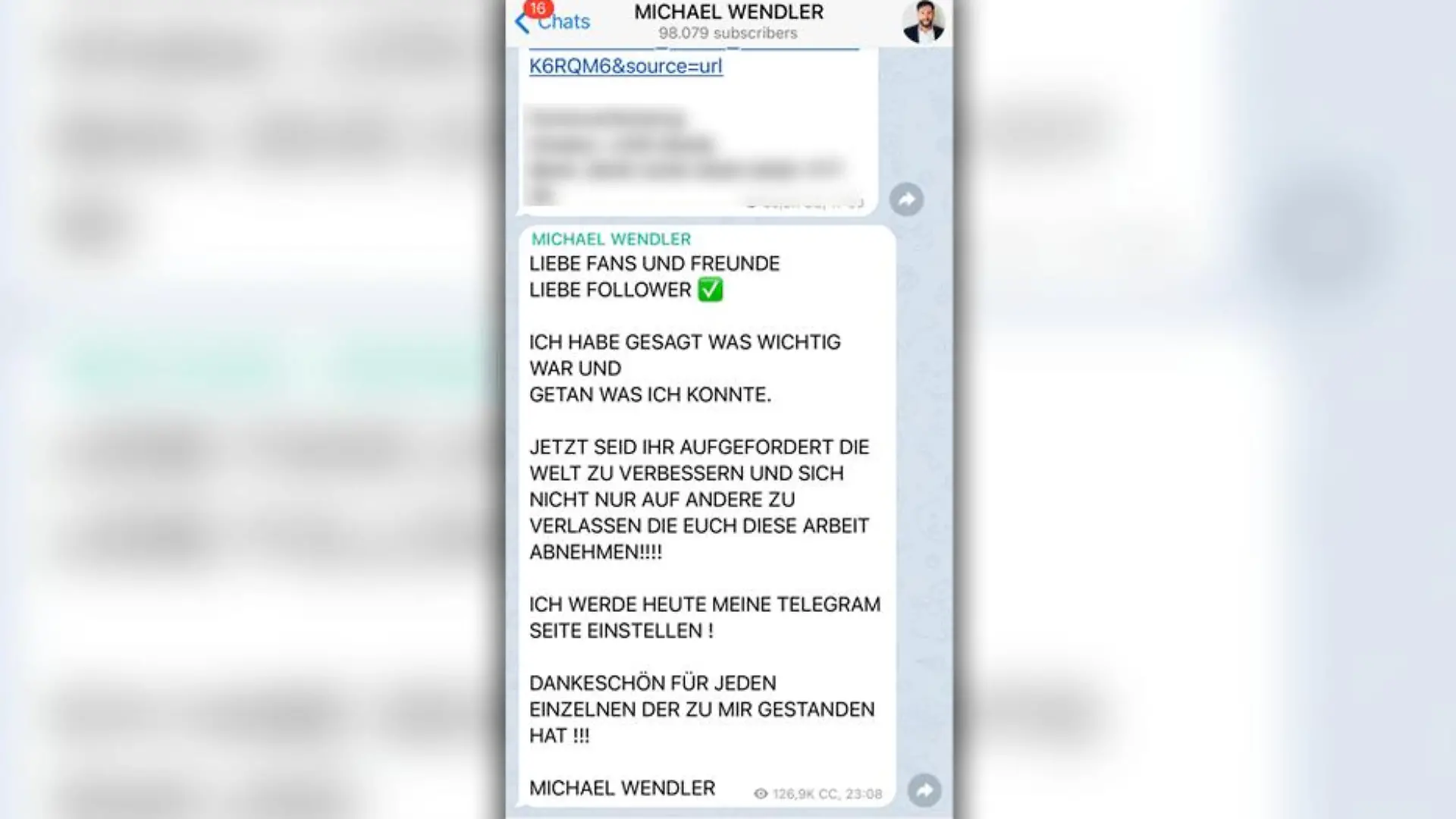Michael Wendler will Telegram-Kanal einstellen