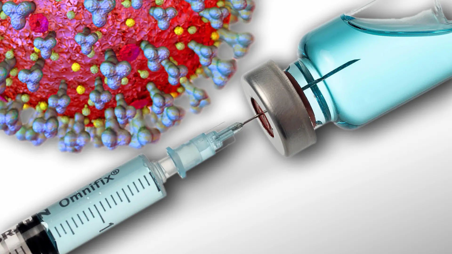  09.10.2020, Grafik, Corona-Virus Mikroskopische Ansicht, mit Impfstoff-Probe im Vordergrund. Bildmontage 3D-Grafik: Sofiane Regragui 09.10.2020, Grafik Corona-Virus Mikroskopische Ansicht 09.10.2020, Grafik Corona-Virus Mikroskopische Ansicht *** 09 10 2020, graphic, corona virus Microscopic view, with vaccine sample in the foreground Image montage 3D graphic Sofiane Regragui 09 10 2020, graphic corona virus Microscopic view 09 10 2020, graphic corona virus Microscopic view