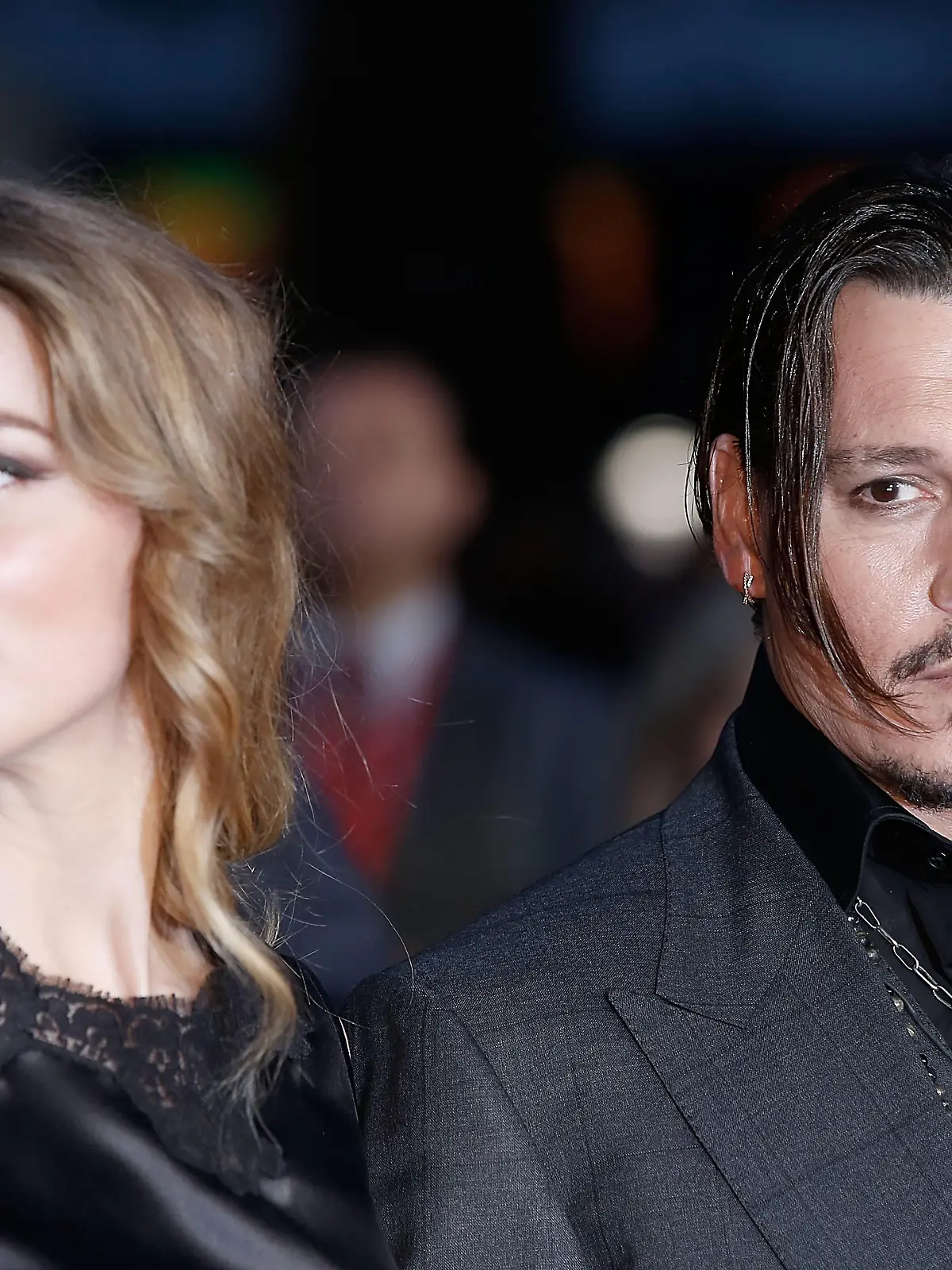 LONDON, ENGLAND - OCTOBER 11:  Amber Heard and Johnny Depp attend the "Black Mass" Virgin Atlantic Gala screening during the BFI London Film Festival, at Odeon Leicester Square on October 11, 2015 in London, England.  (Photo by John Phillips/Getty Images for BFI)