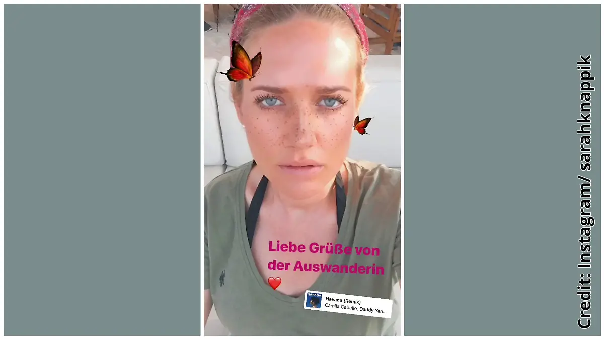 Gibt hier Sarah Knappik einen ersten Hinweis auf ihre neue Heimat?