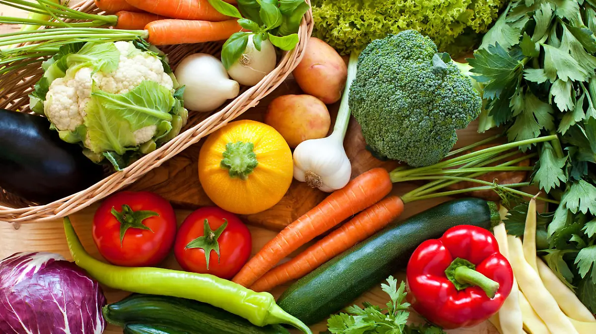Close up of various colorful raw vegetables