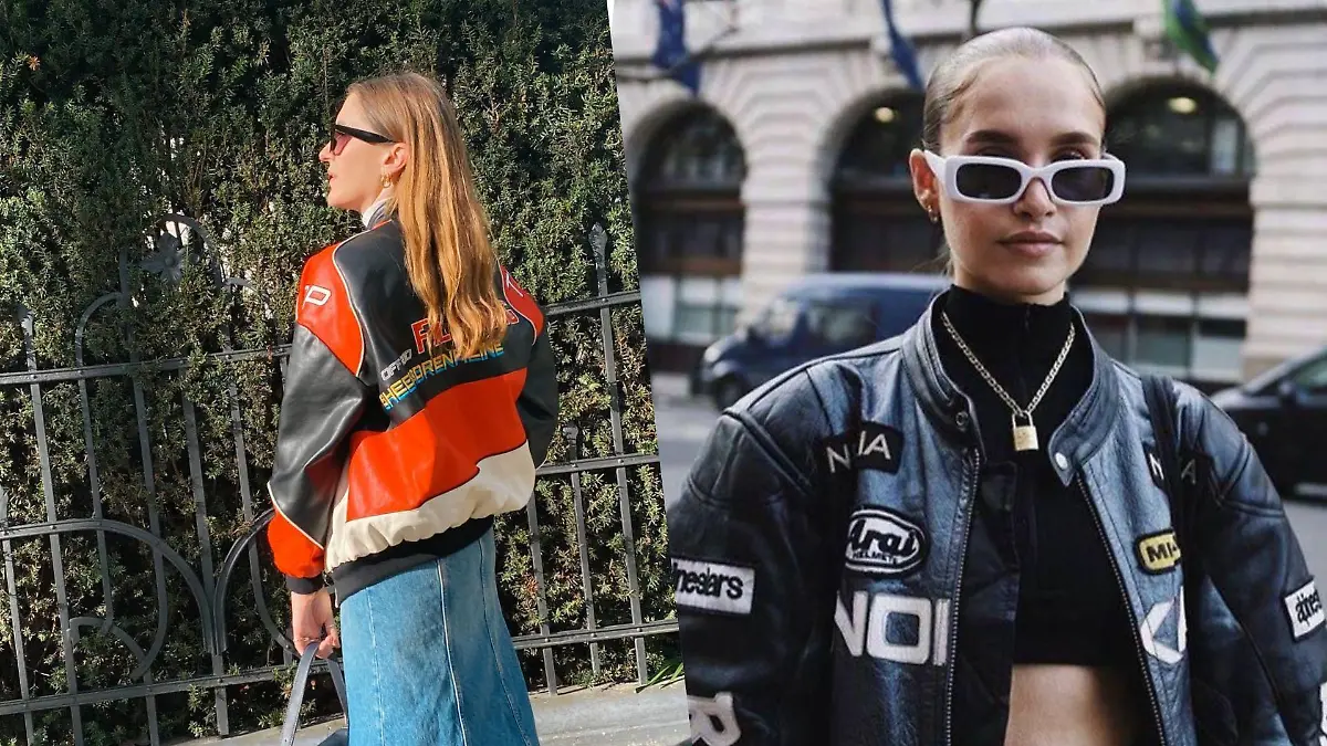 Zwei Frauen mit Biker-Jacken in einer Collage.