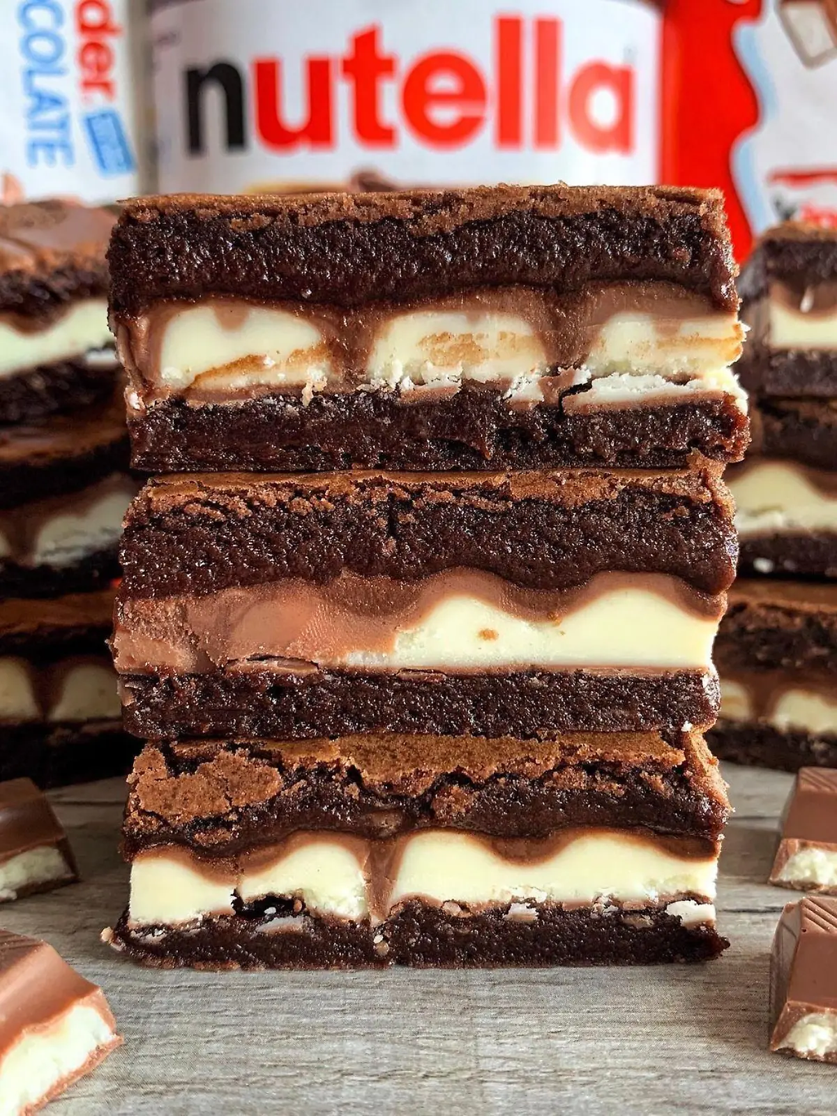 Brownies mit Nutella und Kinderschokolade