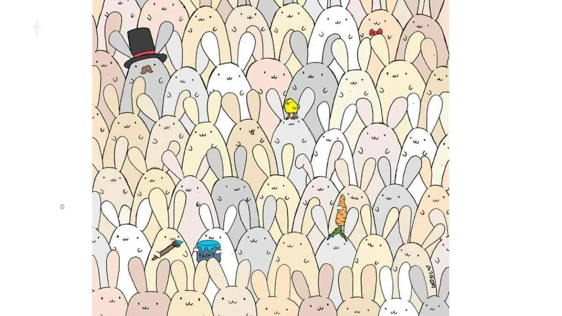 Suchbild Osterei zwischen Hasen