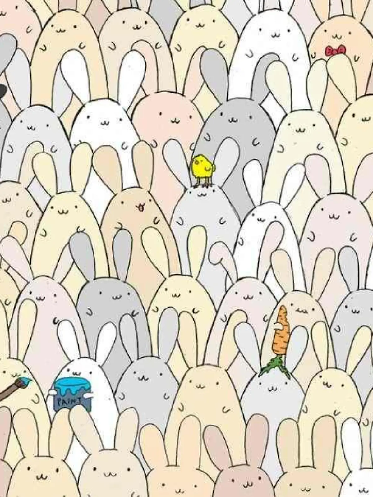 Suchbild Osterei zwischen Hasen