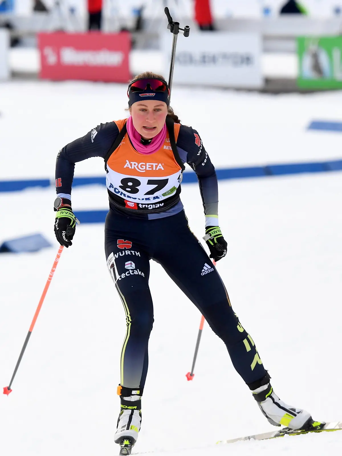 14.01.2023, Pokljuka, Slowenien SLO: Luise Mueller GER Biathlon, IBU Cup Pokljuka, Sprint Damen7,5 km *** 14 01 2023 Pokljuka, Slovenia SLO: Luise Mueller GER Biathlon, IBU Cup Pokljuka, Sprint women 7,5 km,