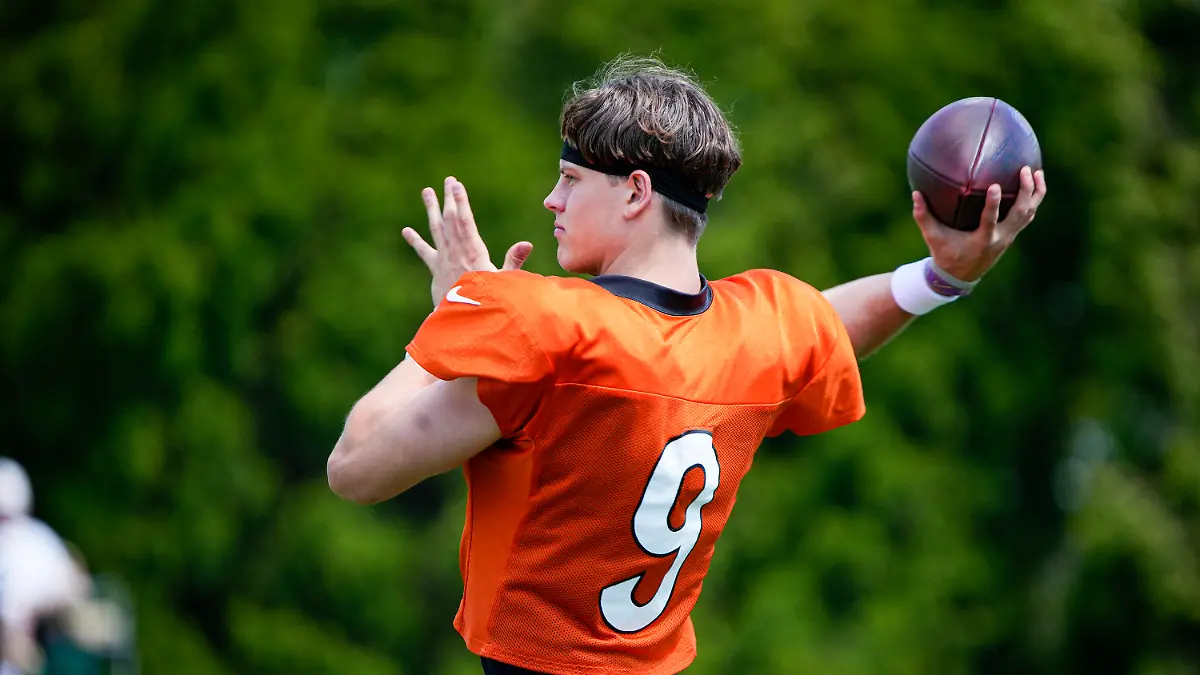 Cincinnati Bengals quarterback Joe Burrow returned to practice Wednesday, August 30, 2023, as the team prepares for the season opener against the Browns Burrow suffered a calf injury on July 27, has not participated in practice publicly, but did go through his normal pregame warmup before the Bengals' preseason opener against the Green Bay Packers on Aug. 11. (Cara Owsley/The Cincinnati Enquirer via AP)