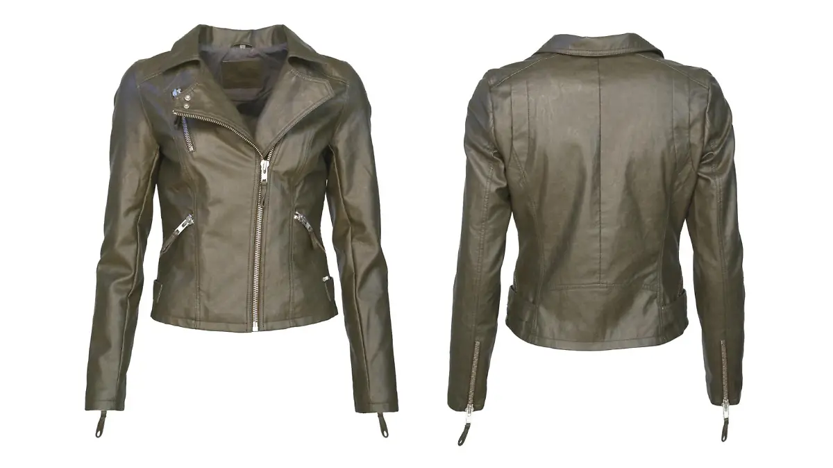 Bikerjacke aus Kunstleder.