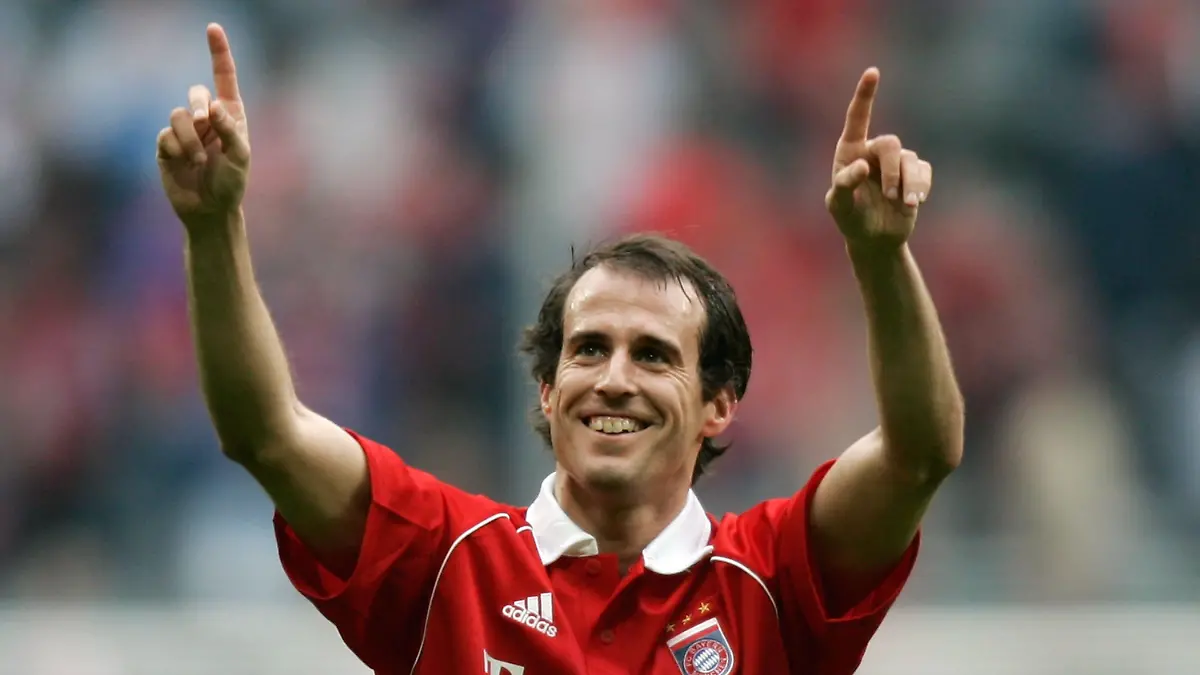 MUNICH, GERMANY - APRIL 15: Mehmet Scholl of Bayern Munich reacts after the Bundesliga match between Bayern Munich and Arminia Bielefeld at the Allianz Arena on April 15, 2006 in Munich, Germany. Bayern Munich won the match 2-0. (Photo by Jan Pitman/Bongarts/Getty Images)