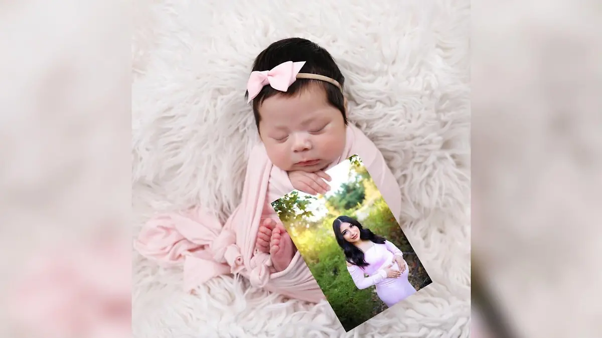 Ein neugeborene Mädchen umklammert das Foto seiner Mutter Yesenia Aguilar.