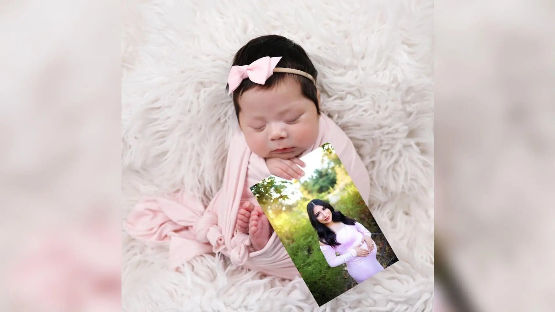 Ein neugeborene Mädchen umklammert das Foto seiner Mutter Yesenia Aguilar.