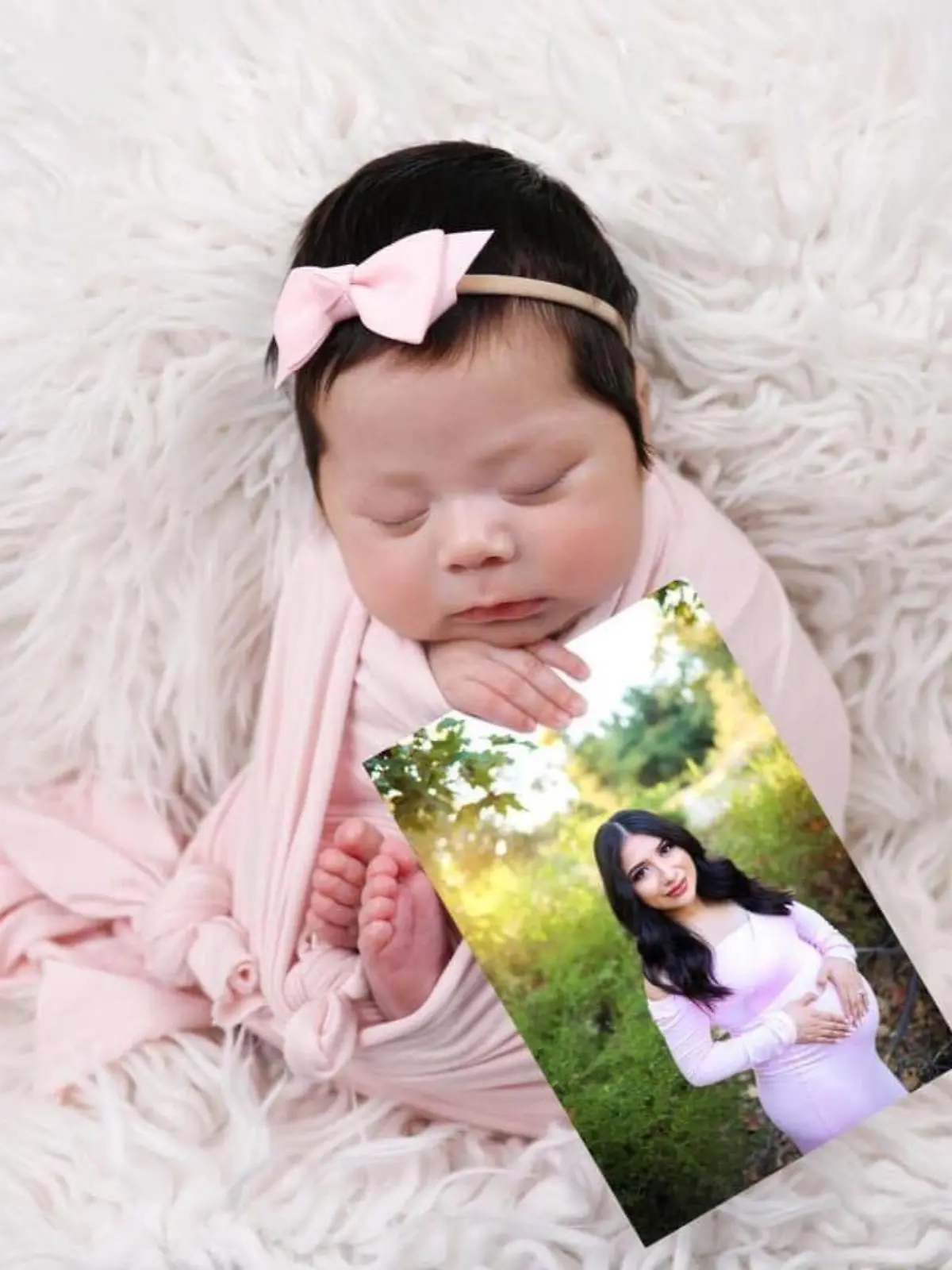 Ein neugeborene Mädchen umklammert das Foto seiner Mutter Yesenia Aguilar.