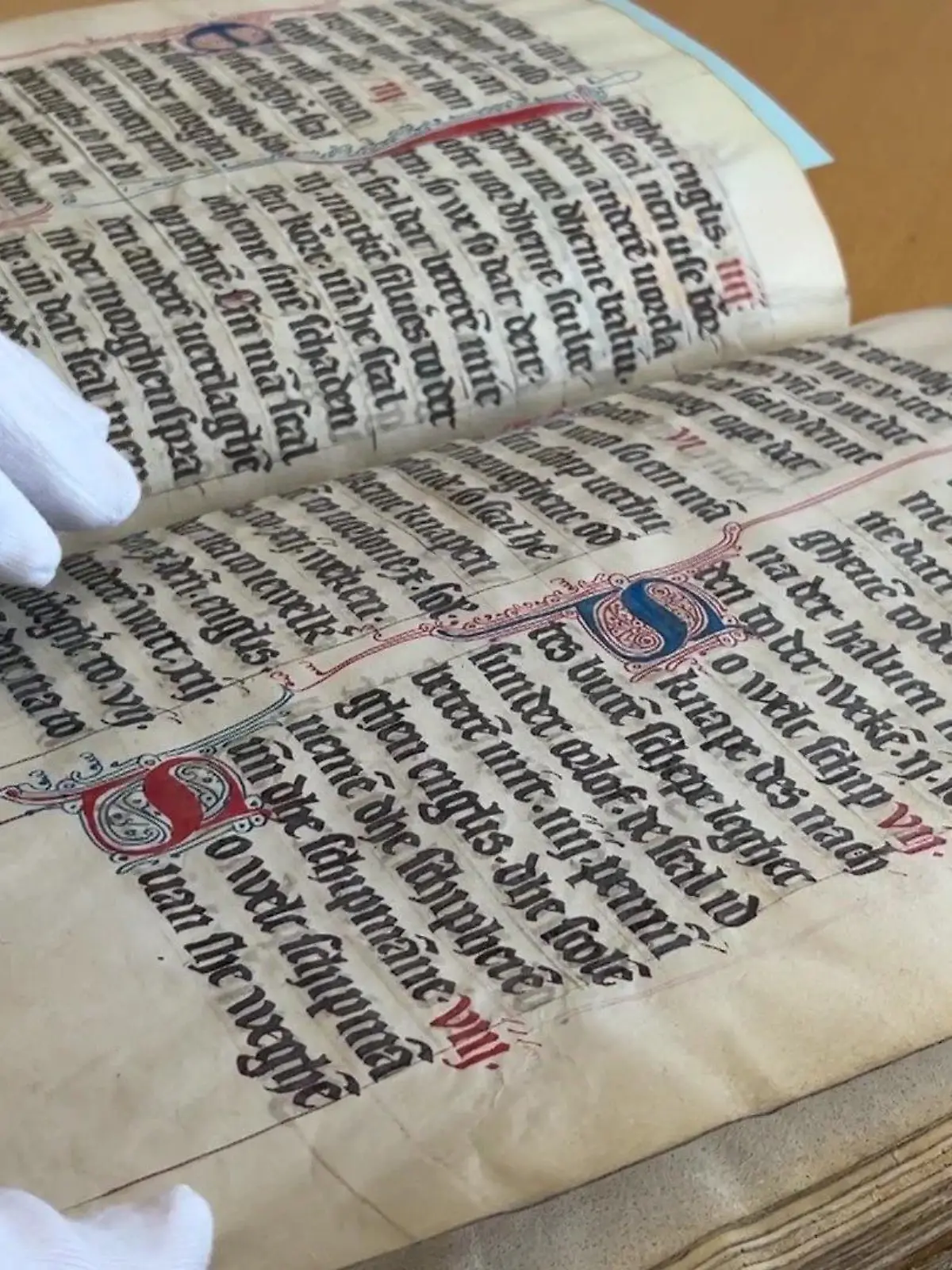 Bitte schön vorsichtig! Dieser Archivschatz darf auf keinen Fall beschmutzt werden.