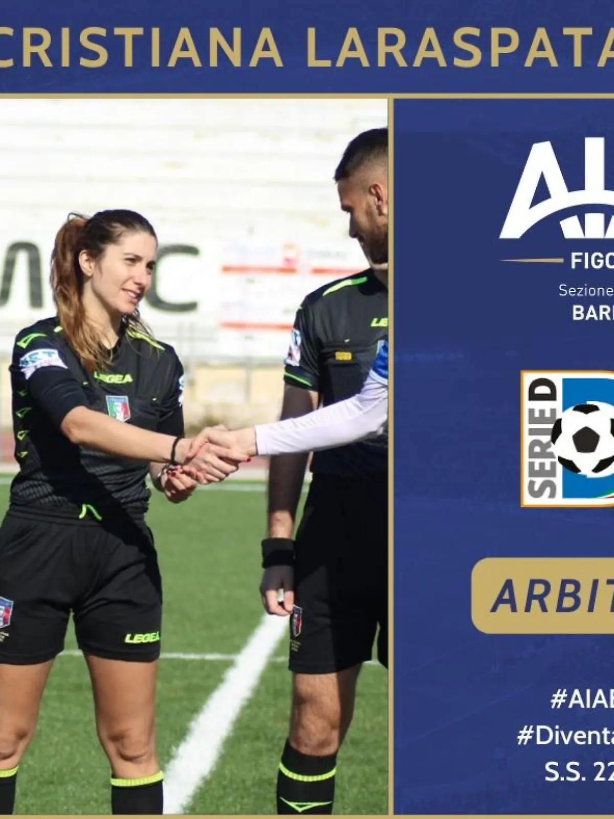 Schiedsrichterin Cristiana Laraspata rannte in der Serie D in Italien vom Feld, um einen Fan wiederzubeleben.
