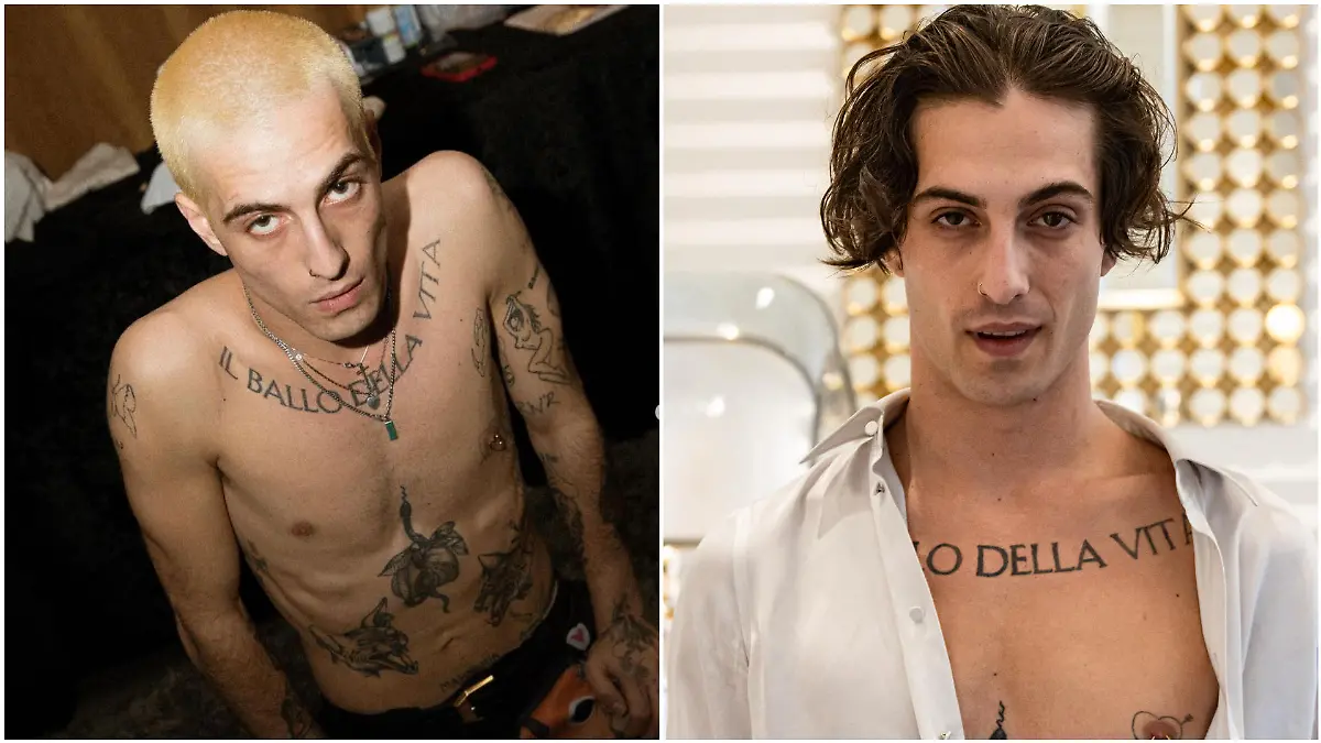 Damiano David in blond und in schwarz