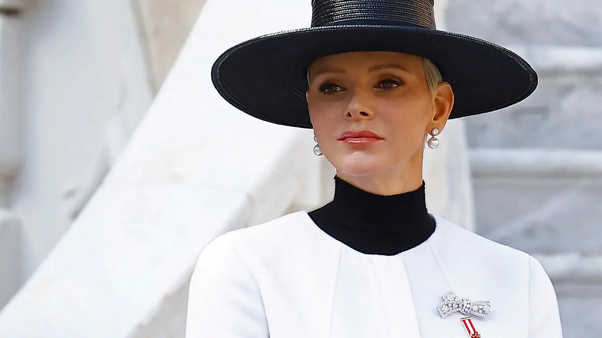 Princess Charlene attends celebrations marking Monaco's National Day at the Palace in Monaco, Saturday, Nov. 19, 2022. (Eric Gaillard/Pool photo via AP)