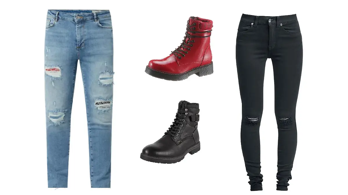 Grunge-Look mit Ripped Jeans und Boots