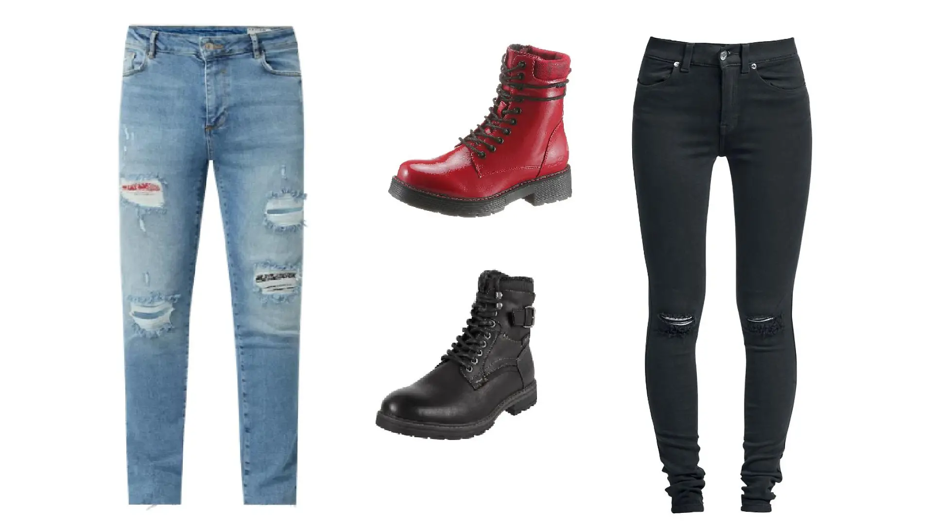 Grunge-Look mit Ripped Jeans und Boots