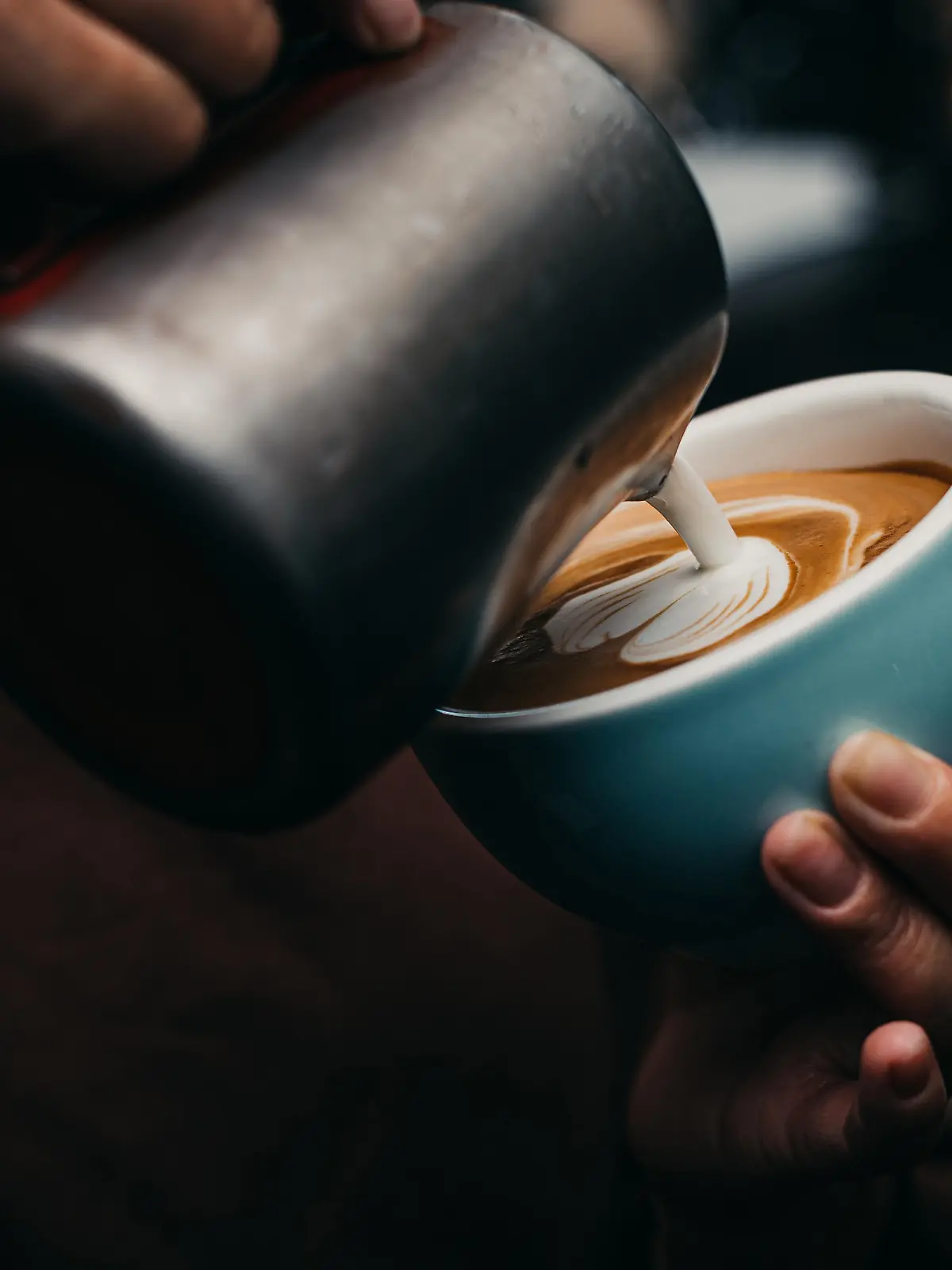 Barista Pouring Latte Art Photography