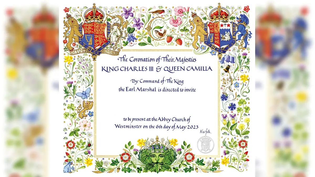 In der offiziellen Einladung zu König Charles' Krönung heißt es: "Ihre Majestäten König Charles und Königin Camilla".