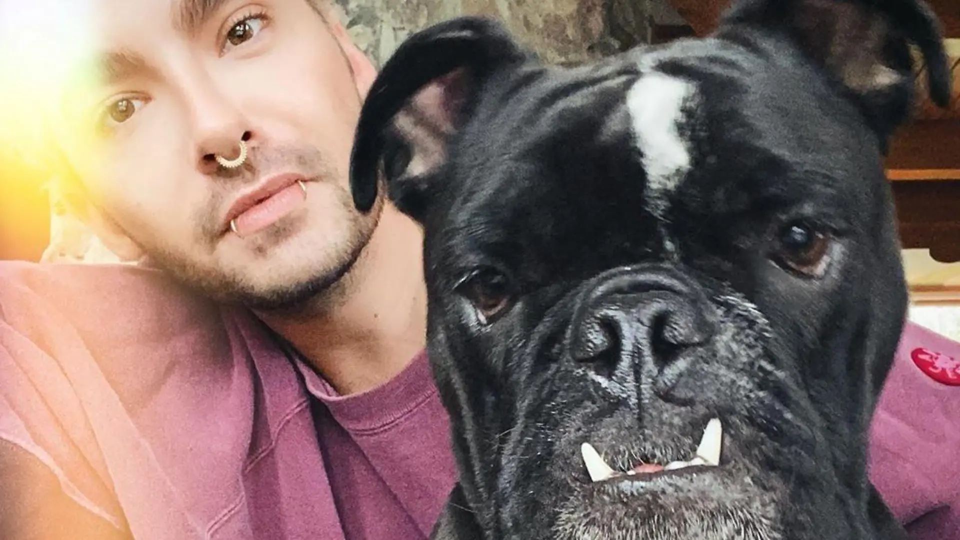Bill Kaulitz und sein Hund Stitch im Jahr 2019