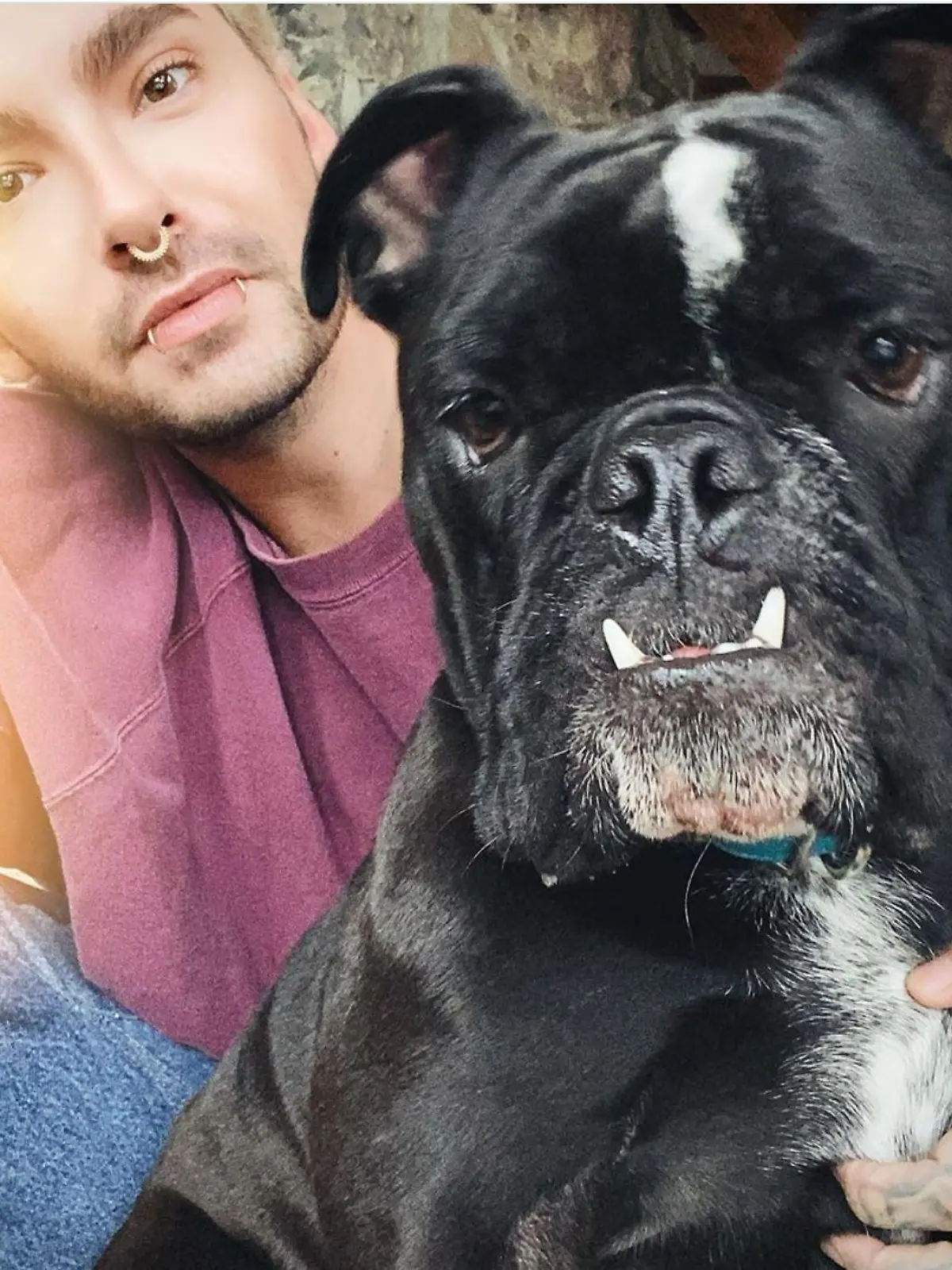 Bill Kaulitz und sein Hund Stitch im Jahr 2019