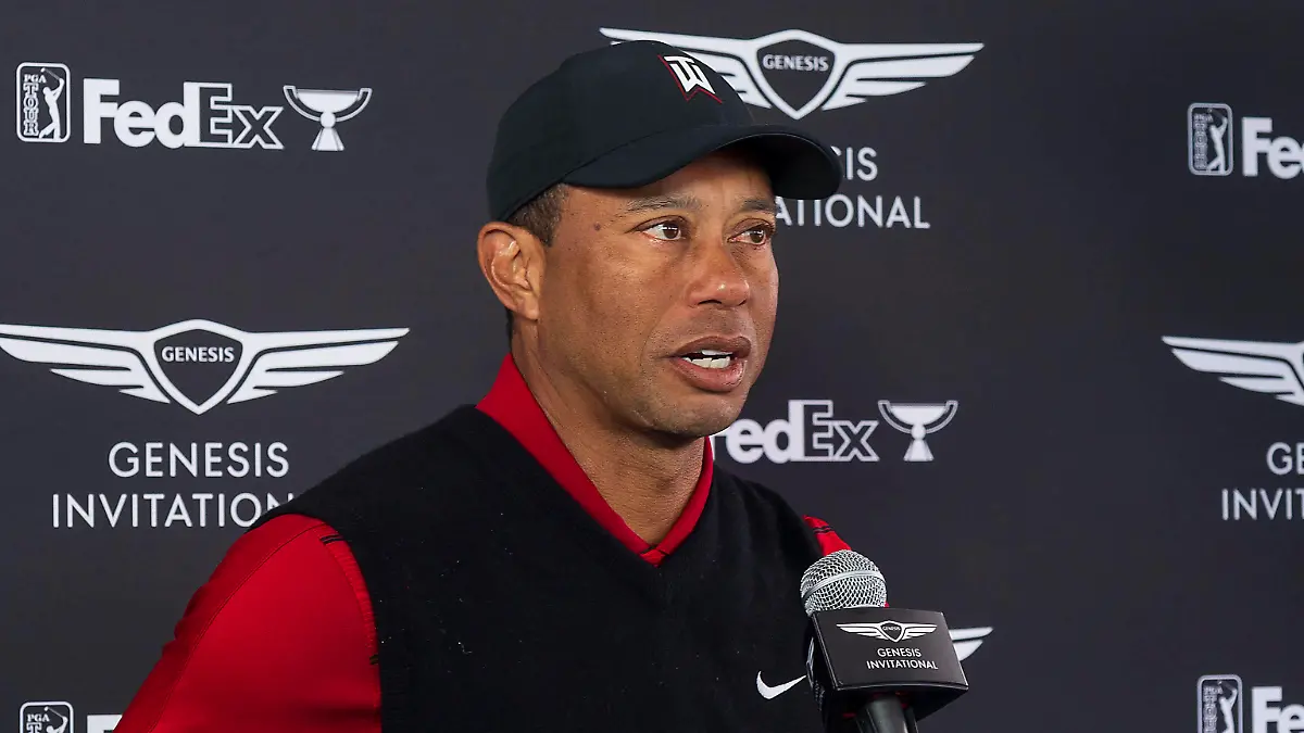February 19, 2023, Pacific Palisades, California, USA: Tiger Woods in interviewed after completing the Final Round of the Genesis Invitational Golf Tournament on Sunday February 19, 2023 at the Riviera Country Club in Pacific Palisades, California. JAVIER ROJAS/PI Pacific Palisades USA - ZUMAp124 20230219_zaa_p124_022 Copyright: xJavierxRojasx
