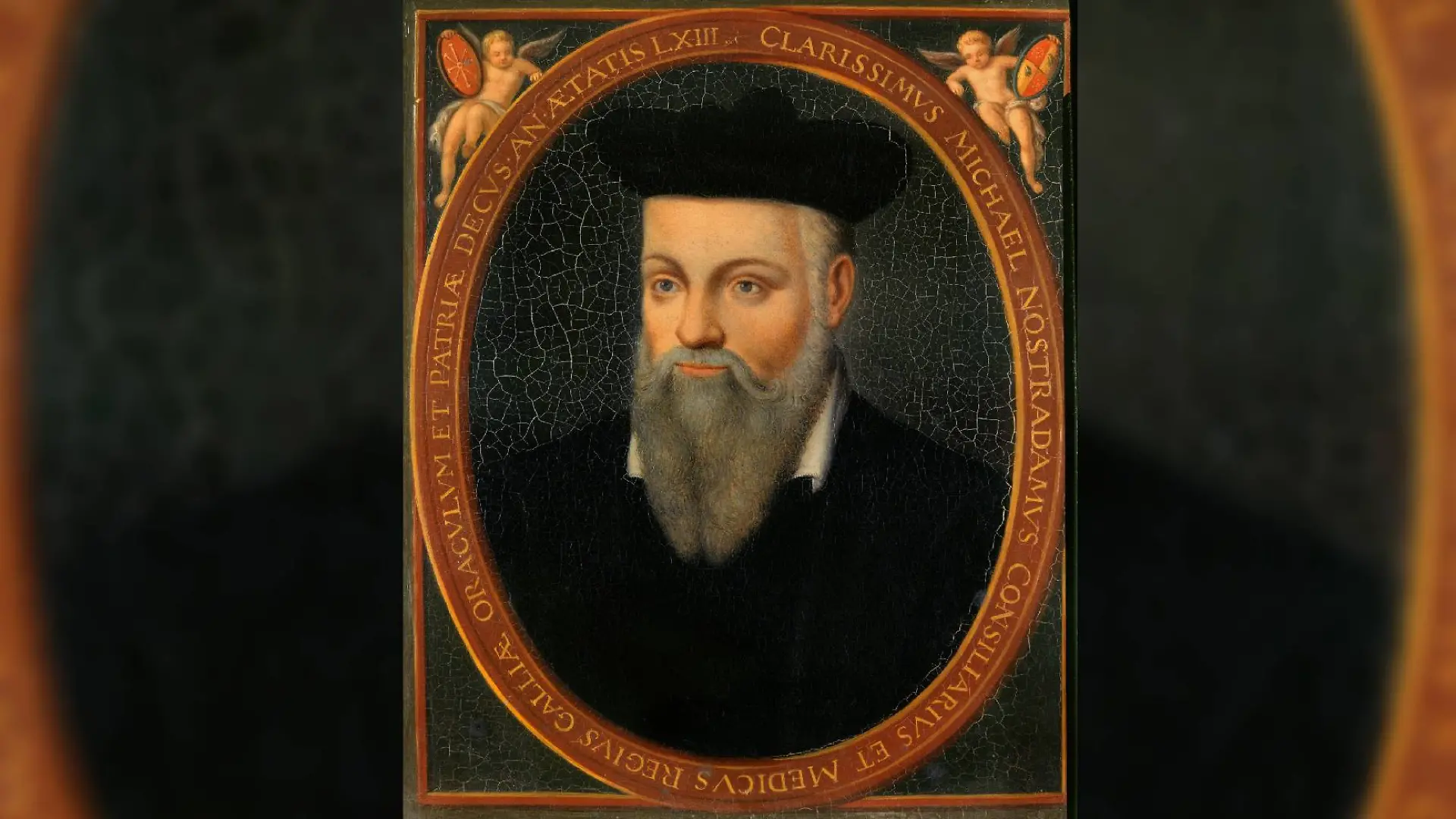 C1346 , After Cesar Nostradamus (1555-1629), French School. Portrait of Michel de Nostre-Dame, called Nostradamus (1503-1566), Astrologist. Oil on canvas, 0.18 x 0.13 m. Versailles, Chateaux de Versailles et de Trianon. Nostradamus Cesar ( 1555 - 1629 ) Ec. Fr. ( d apres ) , Portrait de Nostradamus ; Michel de Nostredame , astrologue ( 1503 - 1566 ) ( huile sur toile 0,18 x 0,13 m ) , Versailles . Musee Du Chateau PUBLICATIONxINxGERxSUIxAUTxHUNxONLY PhotoxJossexChristophel 1018_05_c1346
