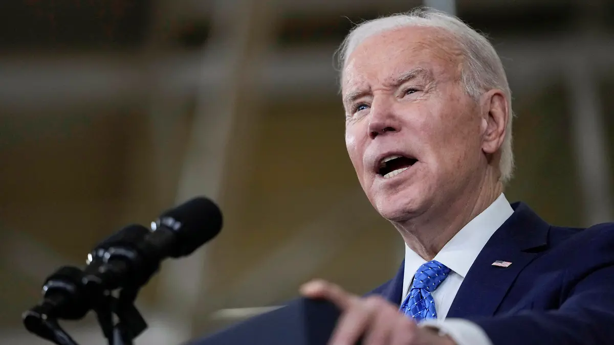 President Joe Biden speaks at the Cummins Power Generation Facility in Fridley, Minn., Monday, April 3, 2023. (AP Photo/Carolyn Kaster)
