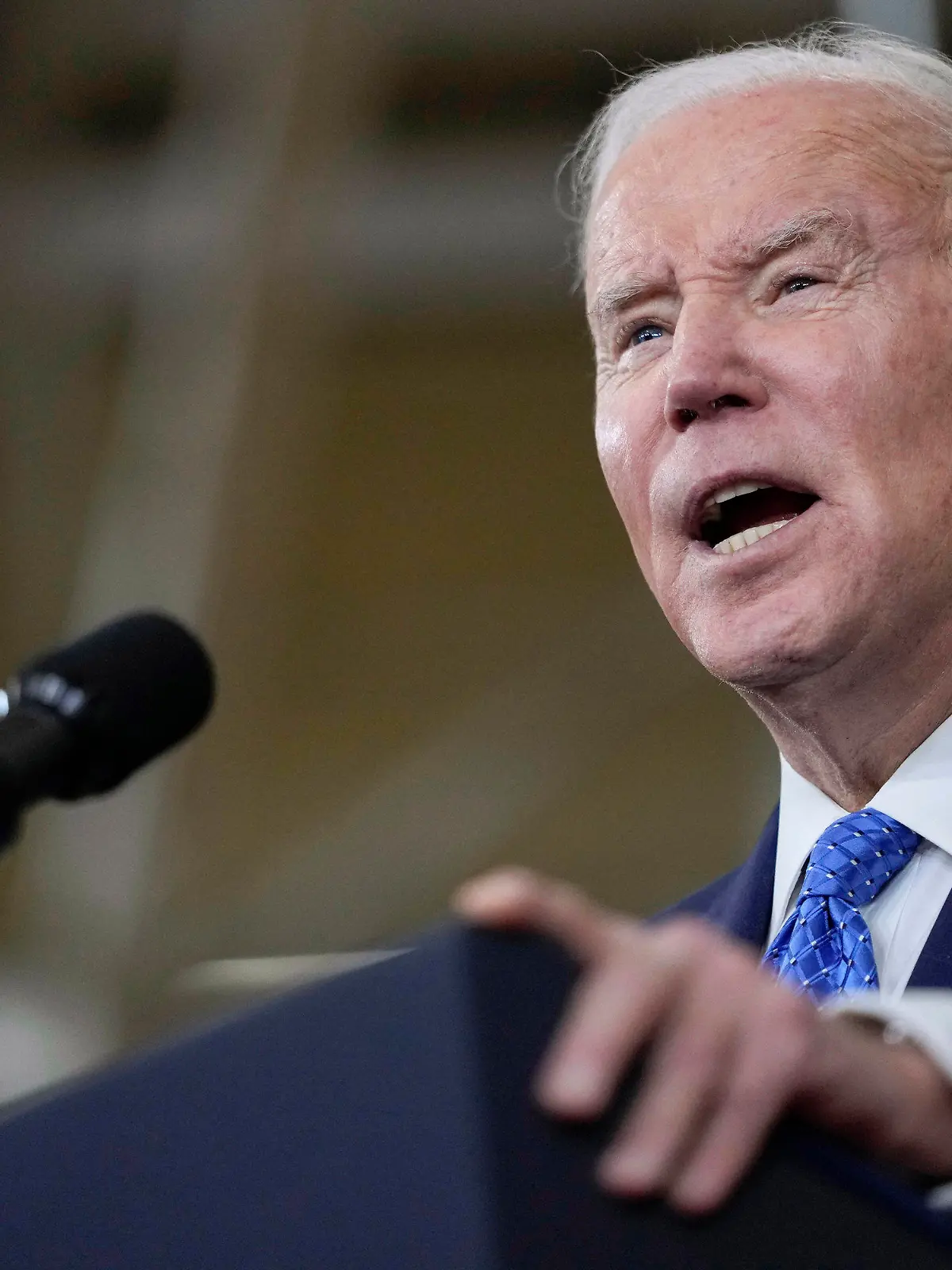 President Joe Biden speaks at the Cummins Power Generation Facility in Fridley, Minn., Monday, April 3, 2023. (AP Photo/Carolyn Kaster)