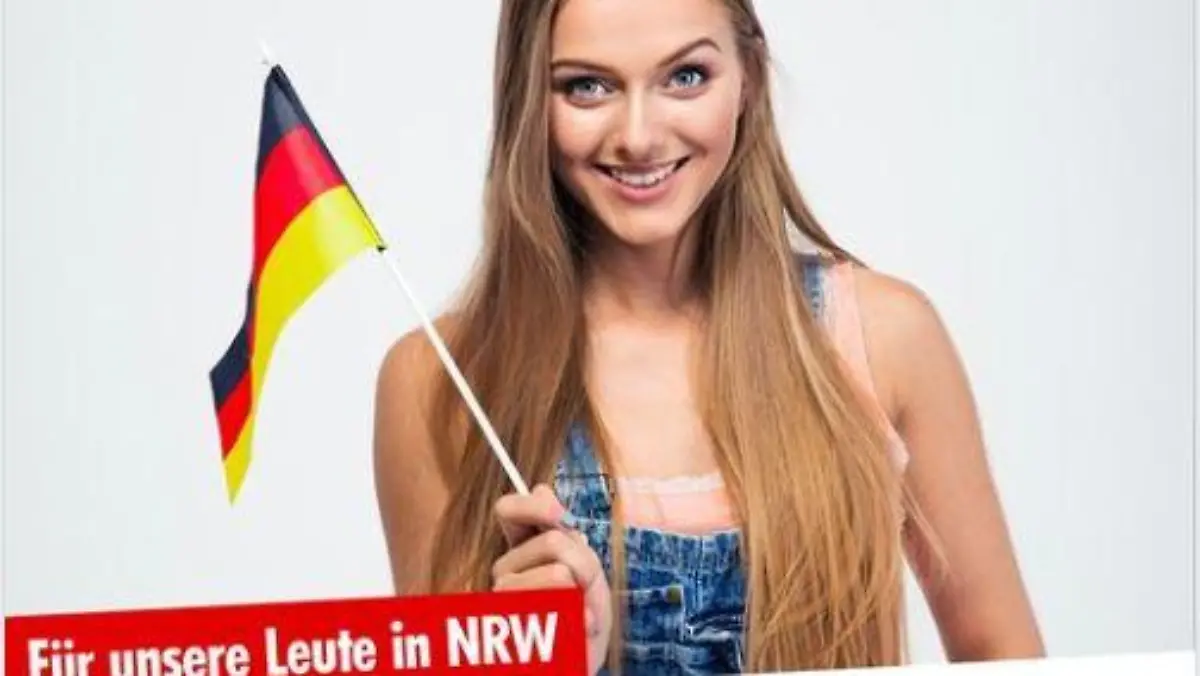 AfD  Mönchengladbachwirbt mit diesem Model aus der Ukraine.