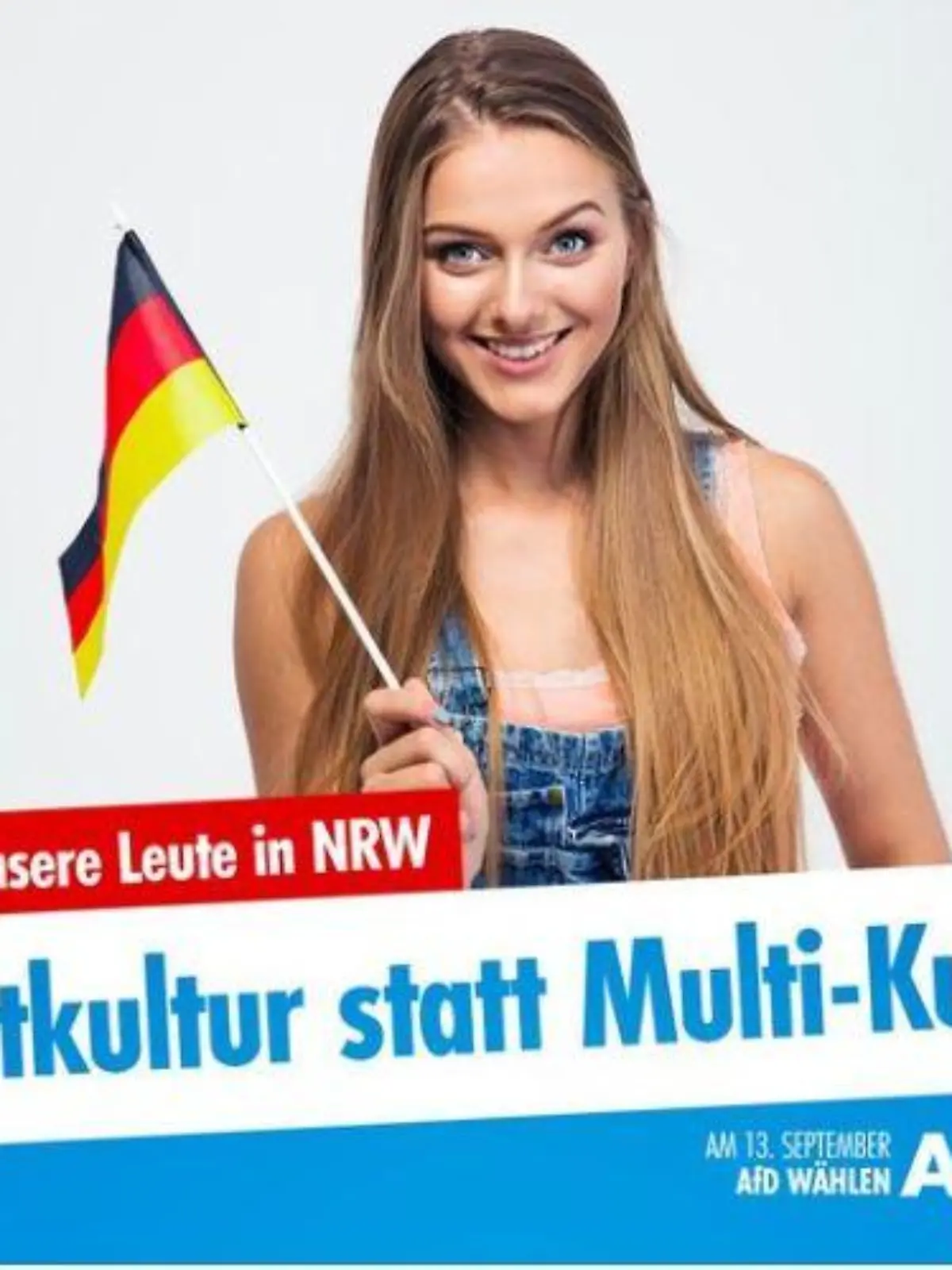 AfD  Mönchengladbachwirbt mit diesem Model aus der Ukraine.