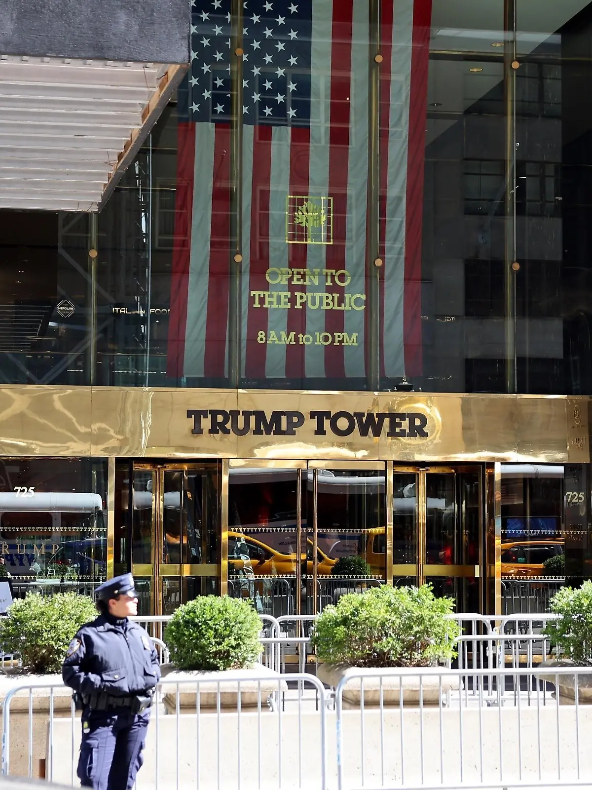 New York, NY - Former President Donald Trump landed in New York on Monday afternoon ahead of his historic arraignment in the Stormy Daniels hush money case on Tuesday.
It will make Trump the first former U.S. president to face criminal charges when he is arraigned, fingerprinted and photographed at the downtown Manhattan courthouse.
Trump Force One touched down at LaGuardia Airport just after 3.30pm following his flight from Mar-a-Lago, where supporters greeted him as his motorcade swept out of the gates.
The former president will spend the night at Trump Tower before his arraignment at around 2.15pm on Tuesday, where he could be facing 30 counts of business fraud. 
Here are some general views outside the Trump Tower ahead of tomorrow's historic arraignment.
Pictured: Donald Trump, Trump Tower 
BACKGRID USA 3 APRIL 2023 
BYLINE MUST READ: T.JACKSON / BACKGRID


