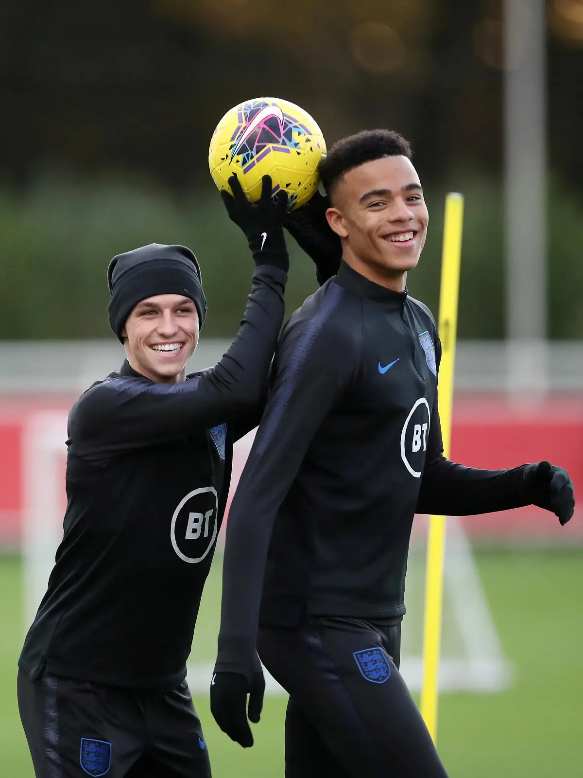 FILE PHOTO: Soccer Football - Euro Under 21 Qualifier - England Under 21 Training - St. George's Park, Burton upon Trent, Britain - November 11, 2019   England's Phil Foden and Mason Greenwood during training   Action Images via Reuters/Carl Recine /File Photo
