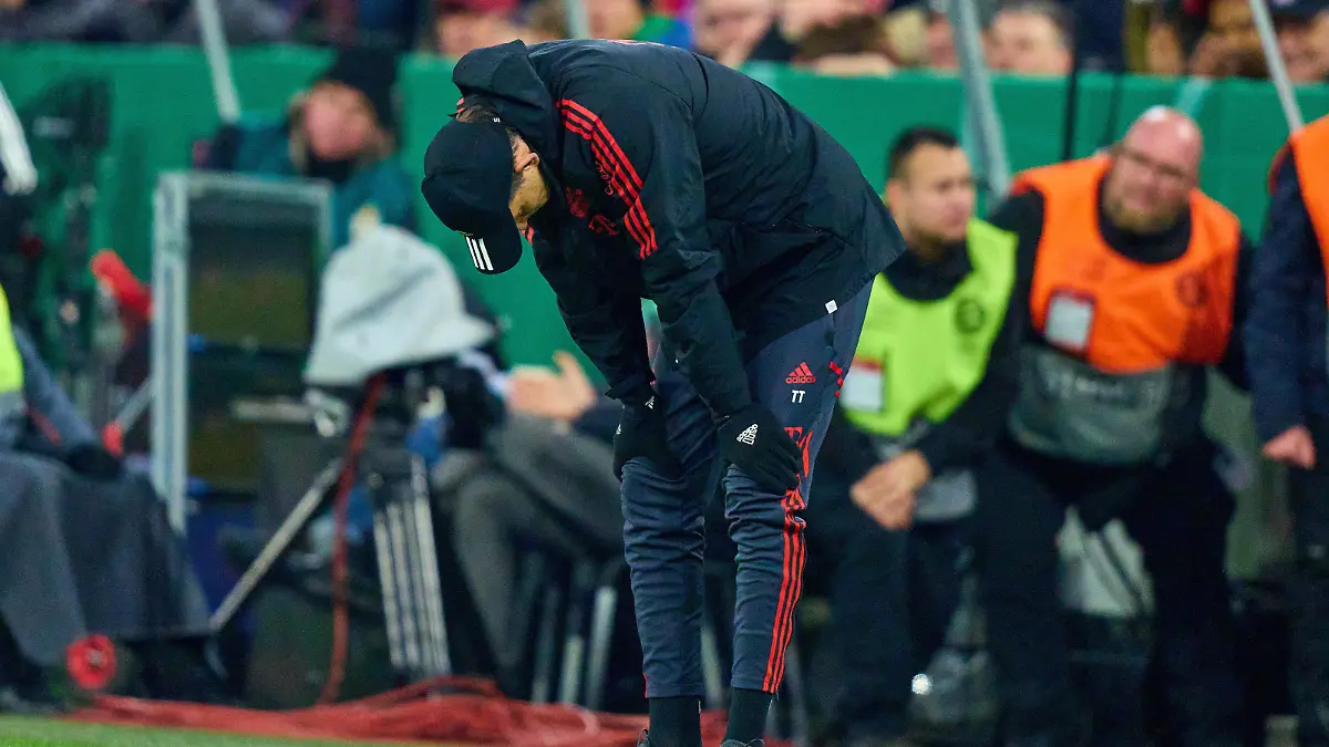 Trainer Thomas Tuchel FCB, team manager, headcoach, coach, sad after a dismissed chance for goal in the match FC BAYERN MUENCHEN - SC FREIBURG DFB-Pokal, German Football Cup, Quarterfinal on Apr 04, 2023 in Munich, Germany. Season 2022/2023,, FCB, München, Munich,