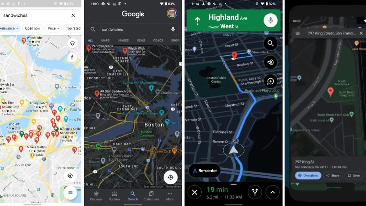 So soll der Dark Mode bei Google Maps aussehen.