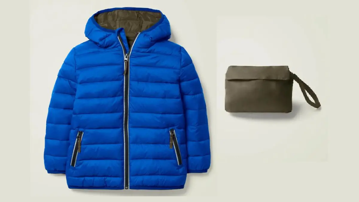 Regenjacke zum Verstauen von Boden.