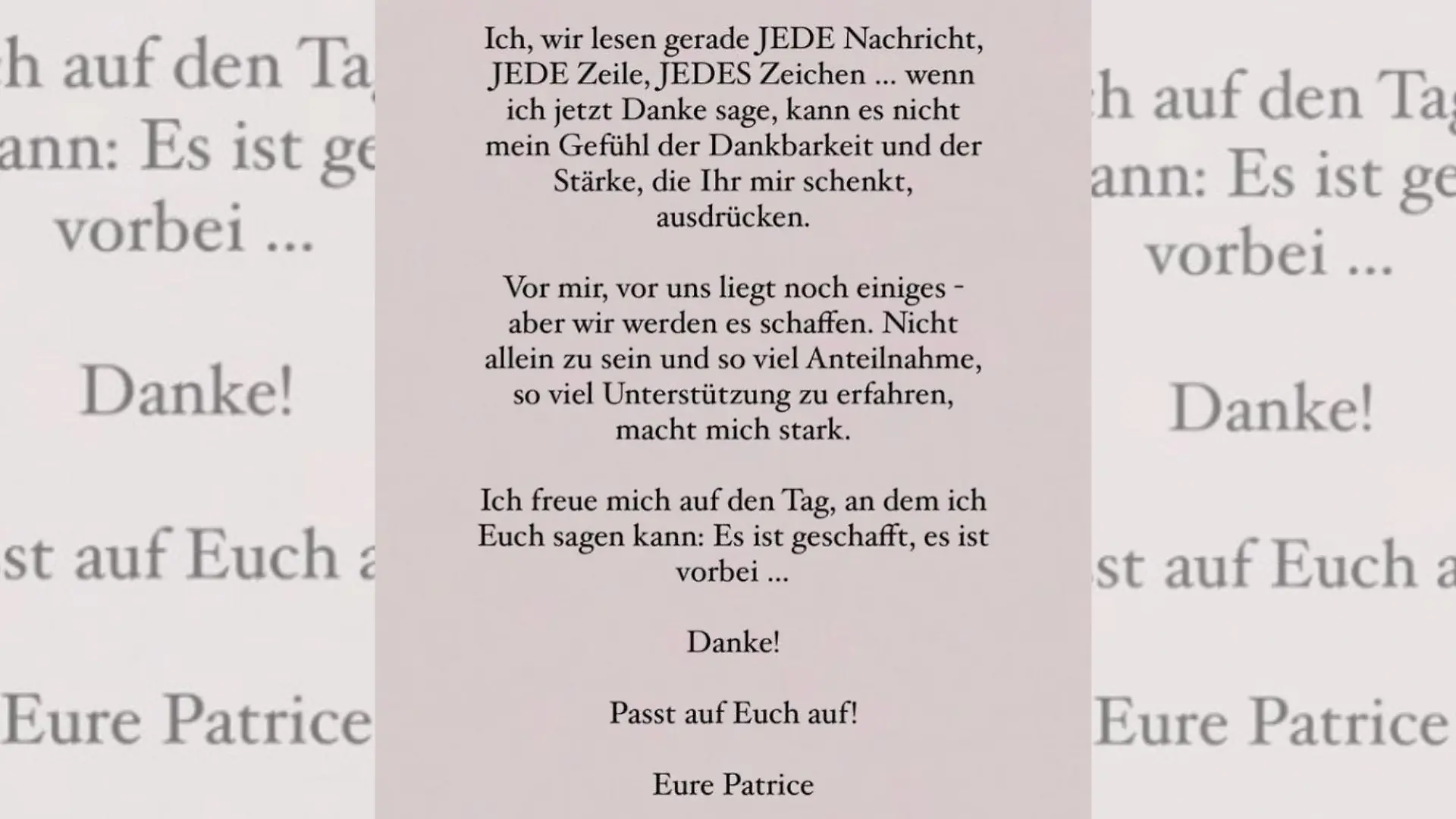Patrice Eva dankt Fans in Insta-Story für Anteilnahme