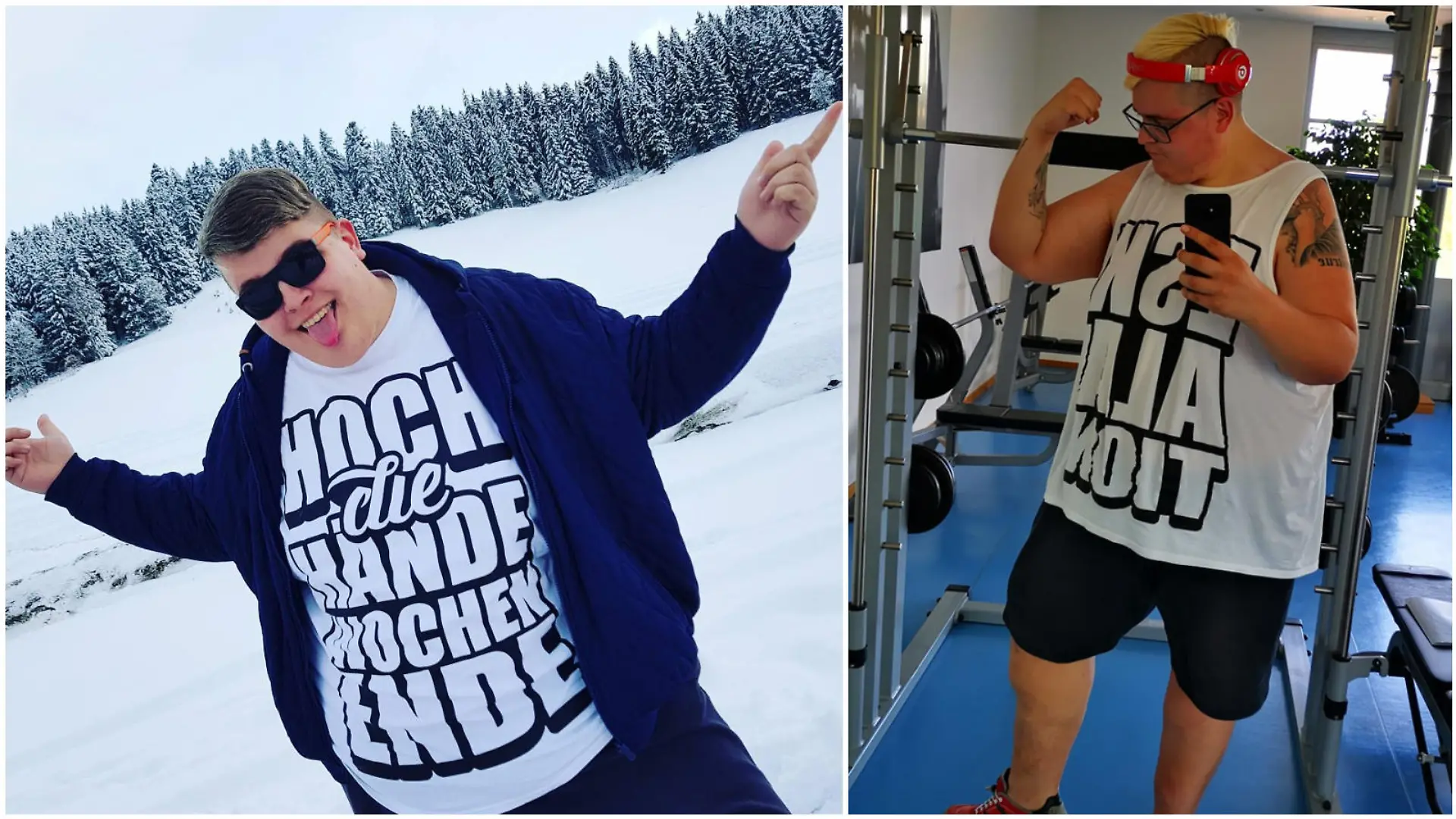 Hans Entertainment hat stark abgenommen: Links ein Bild von 2017, rechts ein Bild vom Juli 2020.