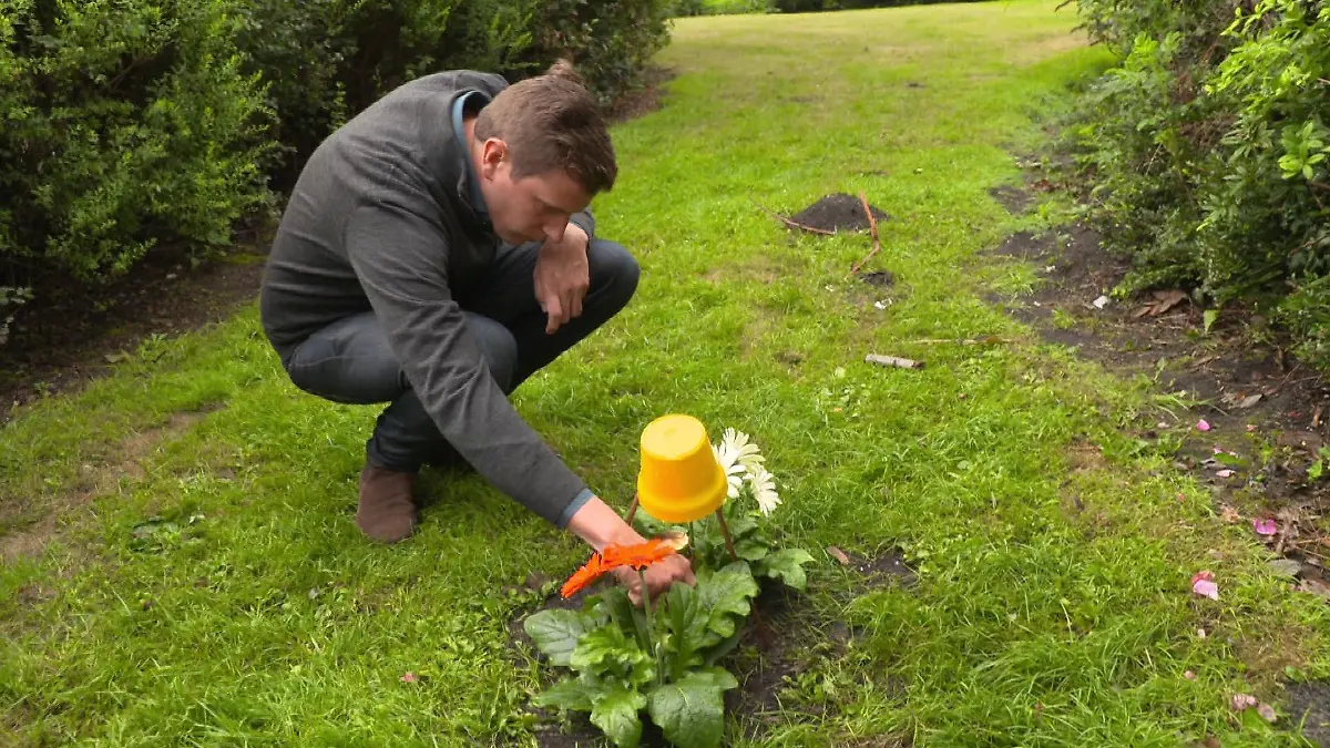 Blumen und Kerze für erschossenen Sammy