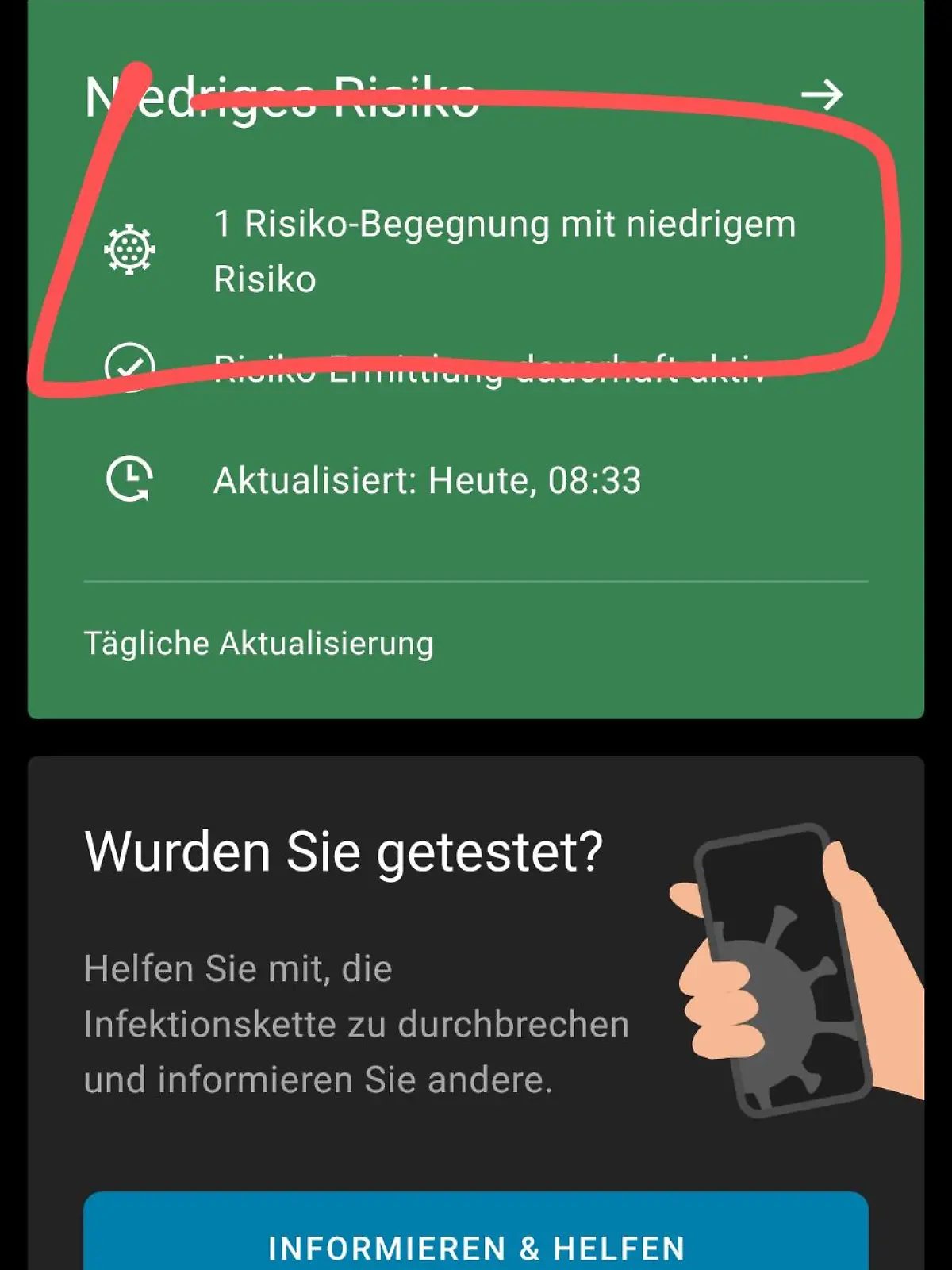 Die Corona-App hat gewarnt.