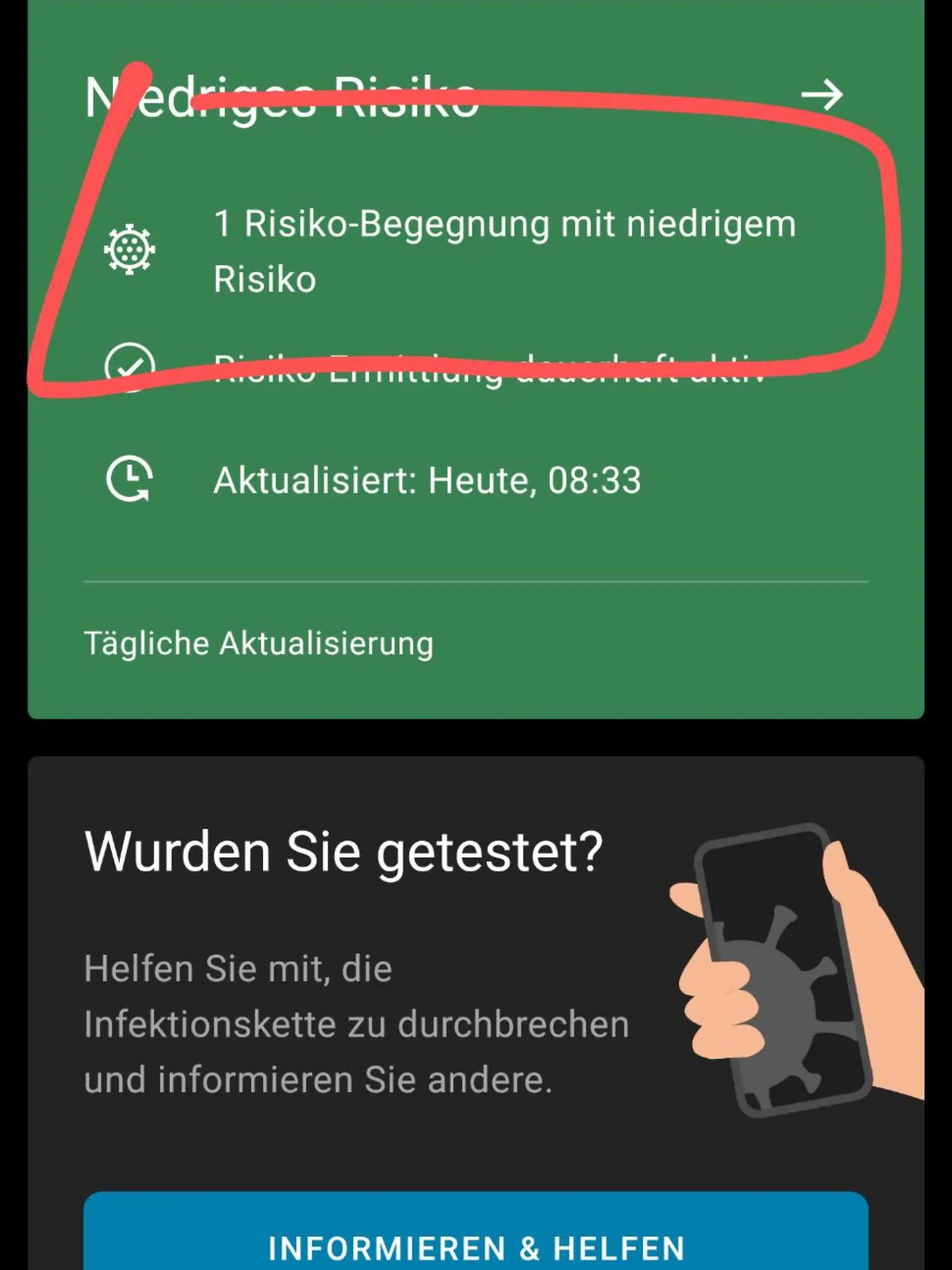 Die Corona-App hat gewarnt.