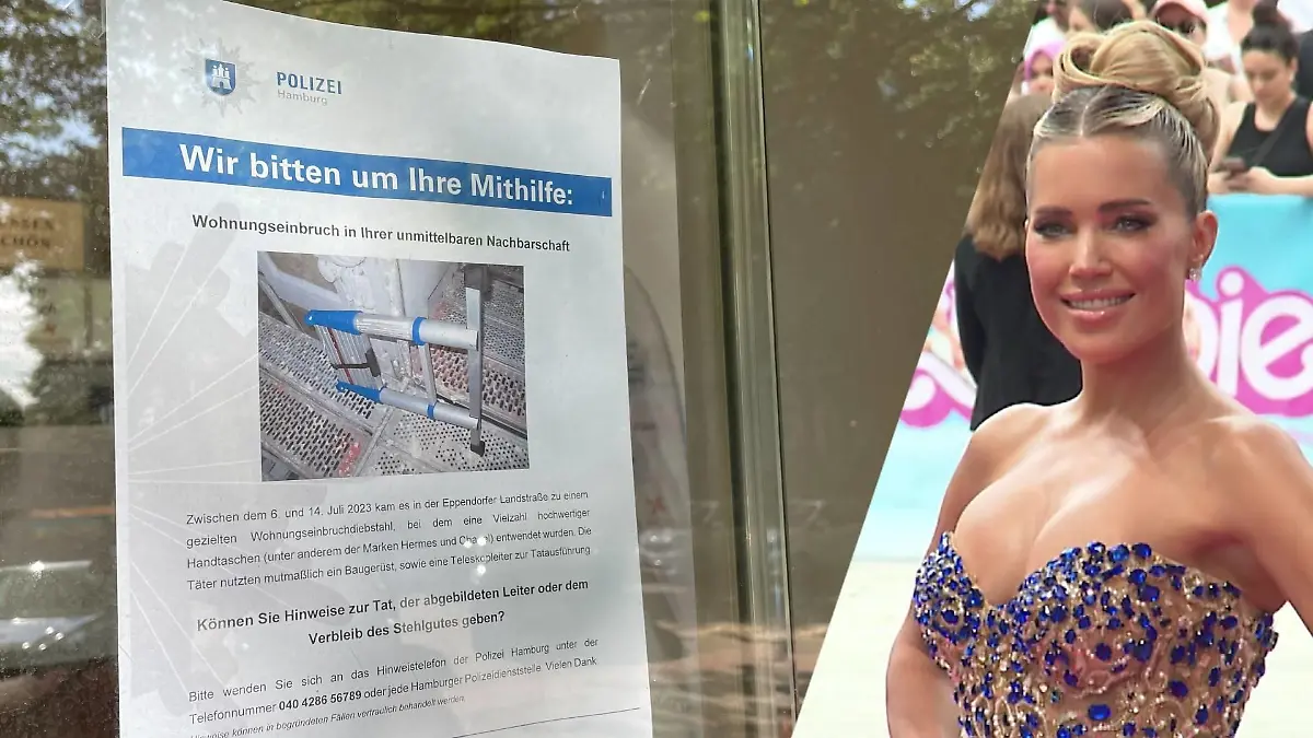 Auf der Suche nach den Handtaschen von Sylvie Meis begibt sich die Polizei Hamburg jetzt auf die Spur einer Teleskopleiter.