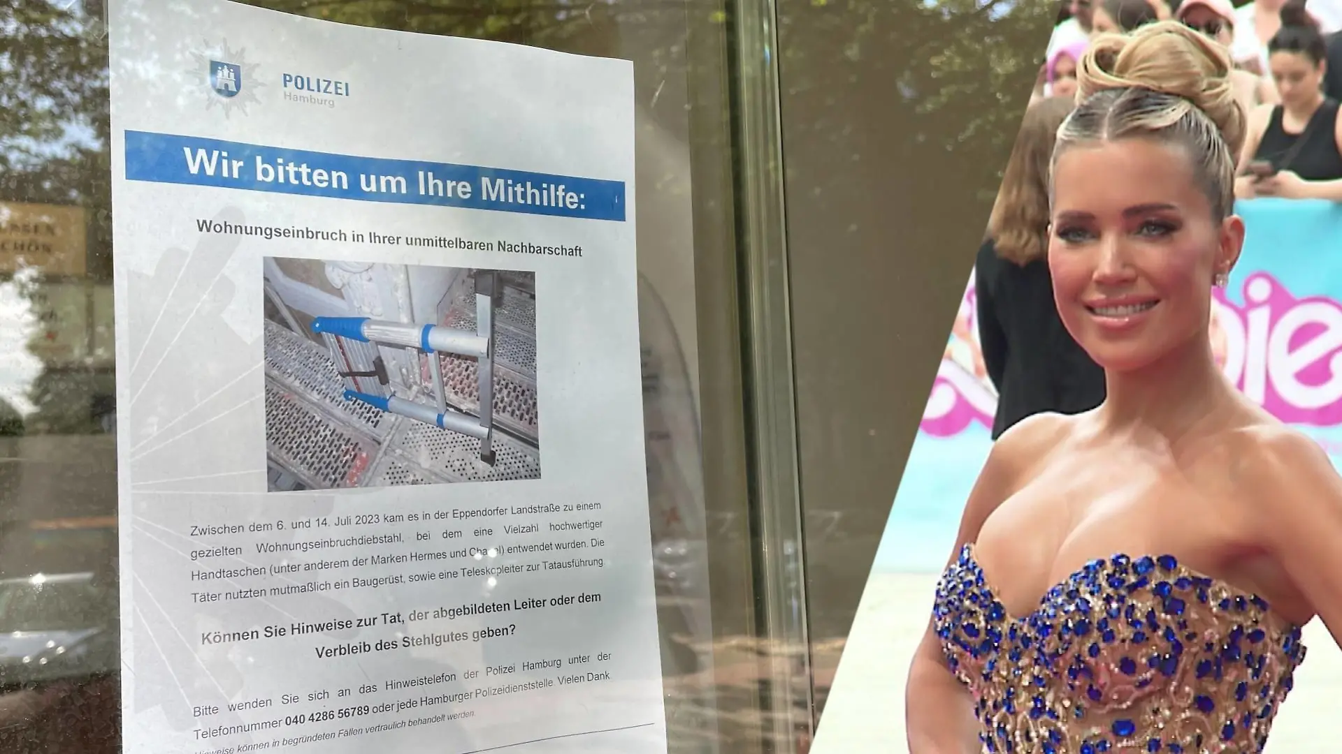 Auf der Suche nach den Handtaschen von Sylvie Meis begibt sich die Polizei Hamburg jetzt auf die Spur einer Teleskopleiter.