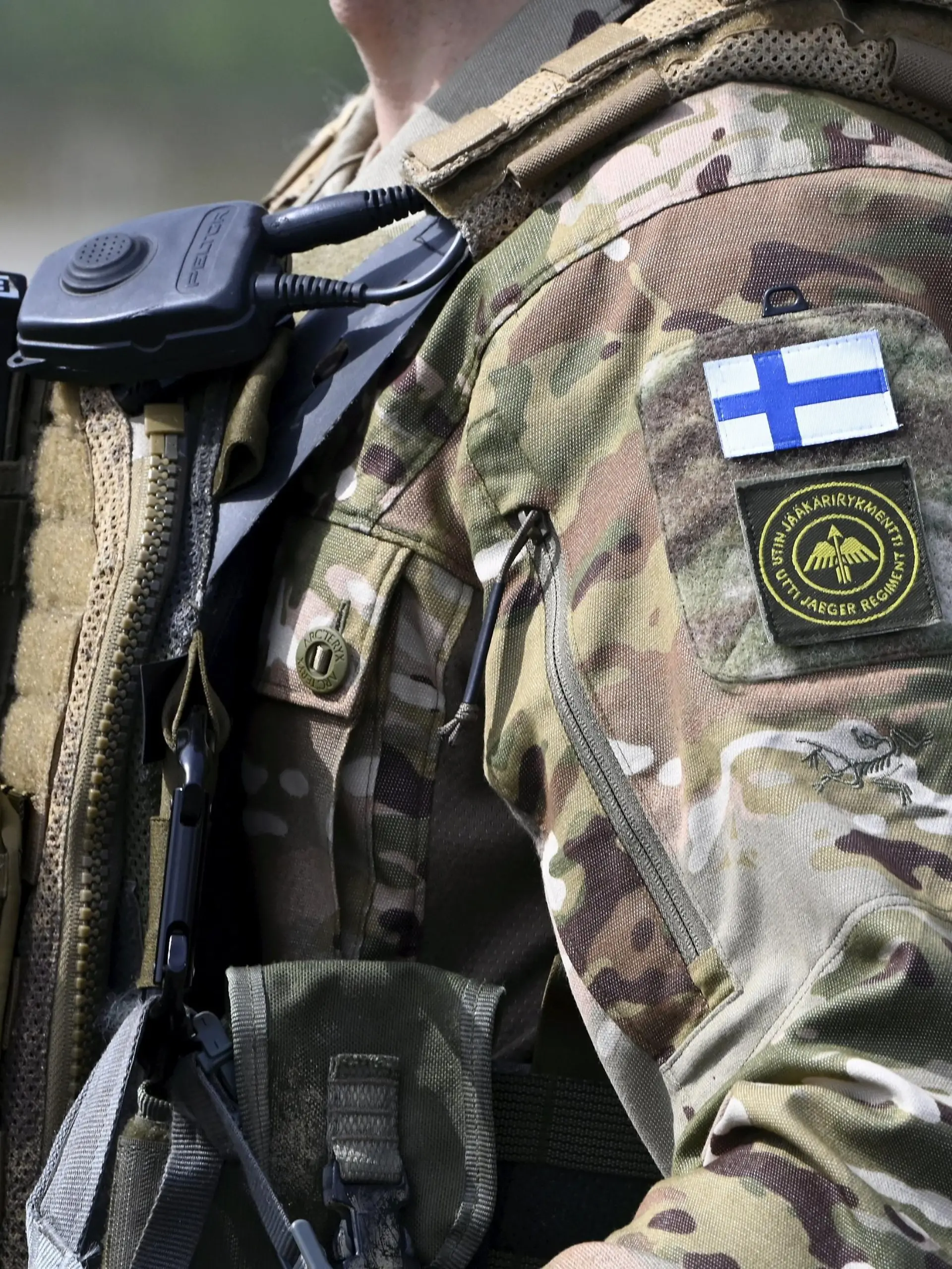 A soldier of the Utti Jaeger Regiment is seen during an exercise in Kouvola, Finland, on June 10, 2022. The Utti Jaeger Regiment (UTJR) is home to the Army Special Forces Unit and the helicopter operations of the Finnish Defence Forces. LEHTIKUVA / JUSSI NUKARI - FINLAND OUT. NO THIRD PARTY SALES.