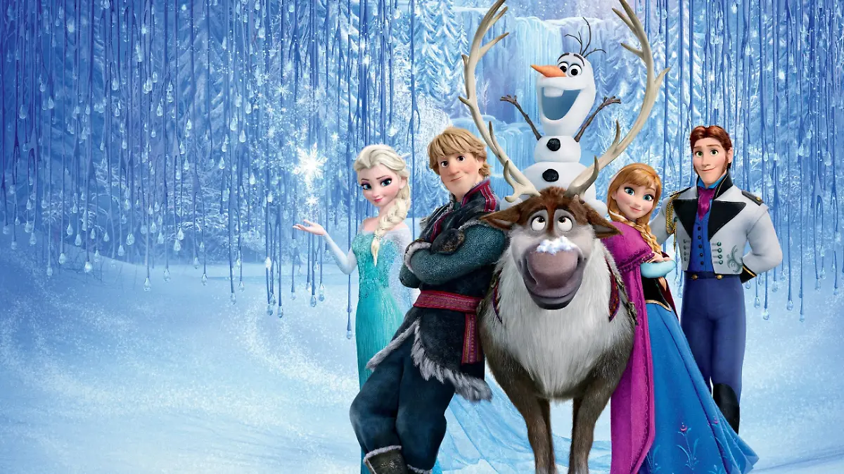 "Die Eiskönigin - Völlig unverfroren" mit (v.l.) Elsa, Kristoff, Rentier Sven, Schneemann Olaf, Anna und Hans.