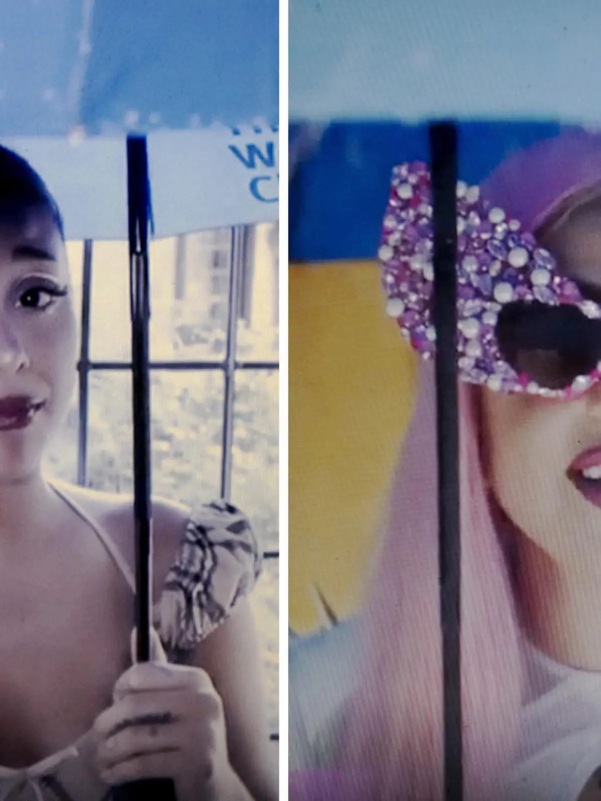 Hier machen Ariana Grande und Lady Gaga auf Instagram Werbung für die Single "Rain On Me". Den Regenschirm hätte Ariana auch bei dem Videodreh zur Single gebrauchen können, um sich vor Lady Gags Nägeln zu schützen.