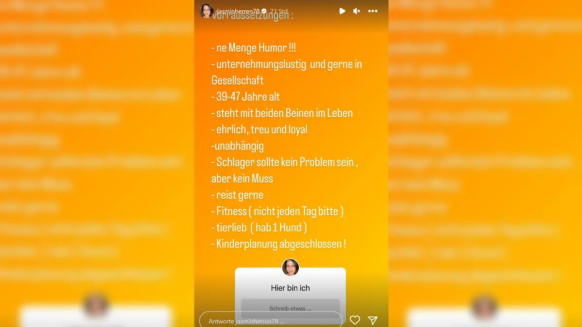 Jasmin Herren ist auf der Suche nach einem neuen Partner